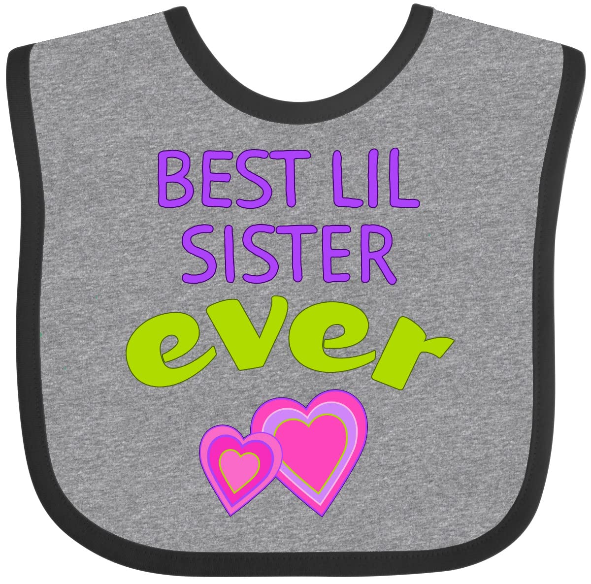 Inktastic Best Lil Sister Ever Baby Bib - Soft Cotton Bib for Infants & Toddlers - Perfect Gift for Newborns, Baby Showers & Siblings - Cute & Durable for Feeding, Playtime & Photo Shoots