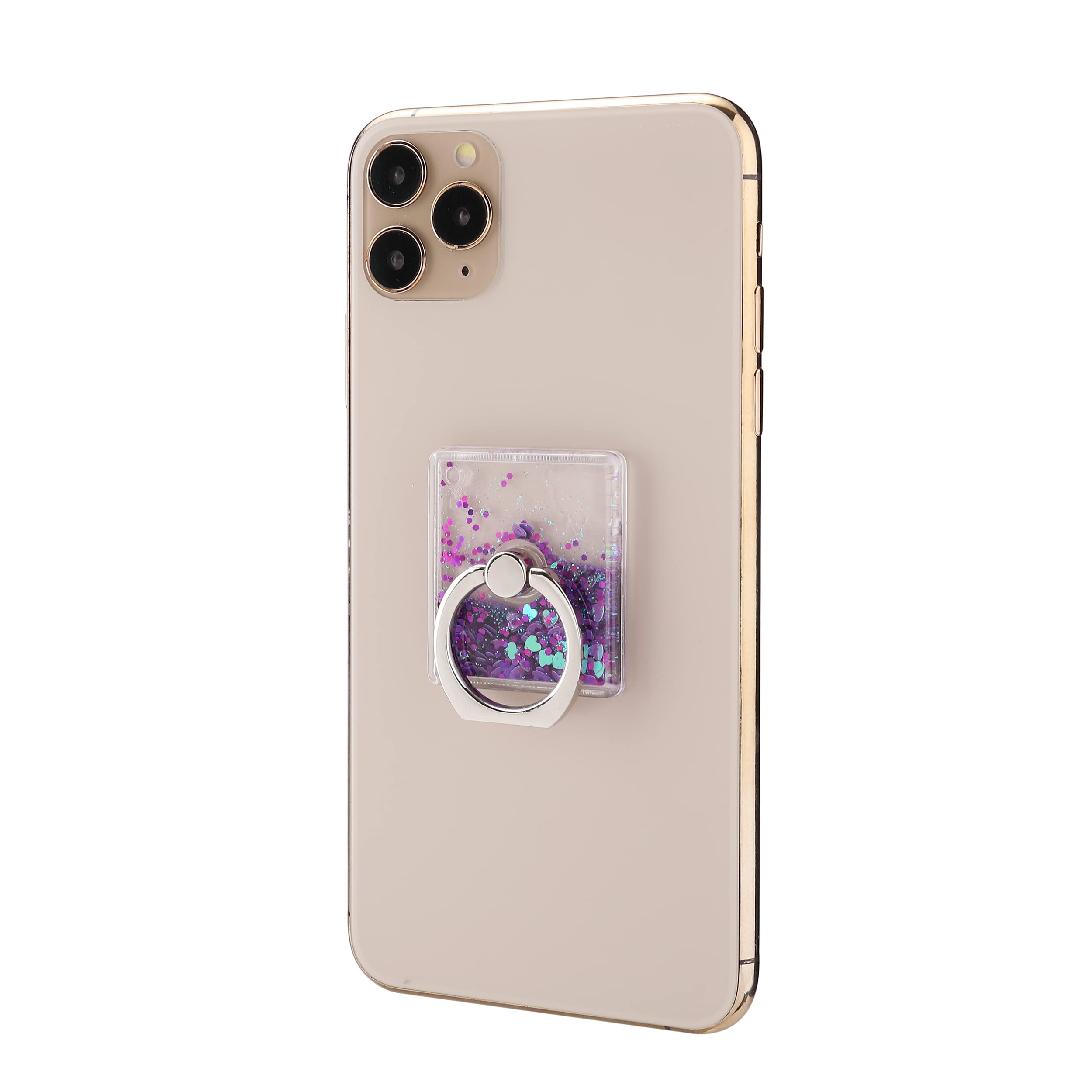 360° Rotating Phone Ring Holder - Secure Grip & Stand for iPhone & Android - Glitter Purple for Daily Use