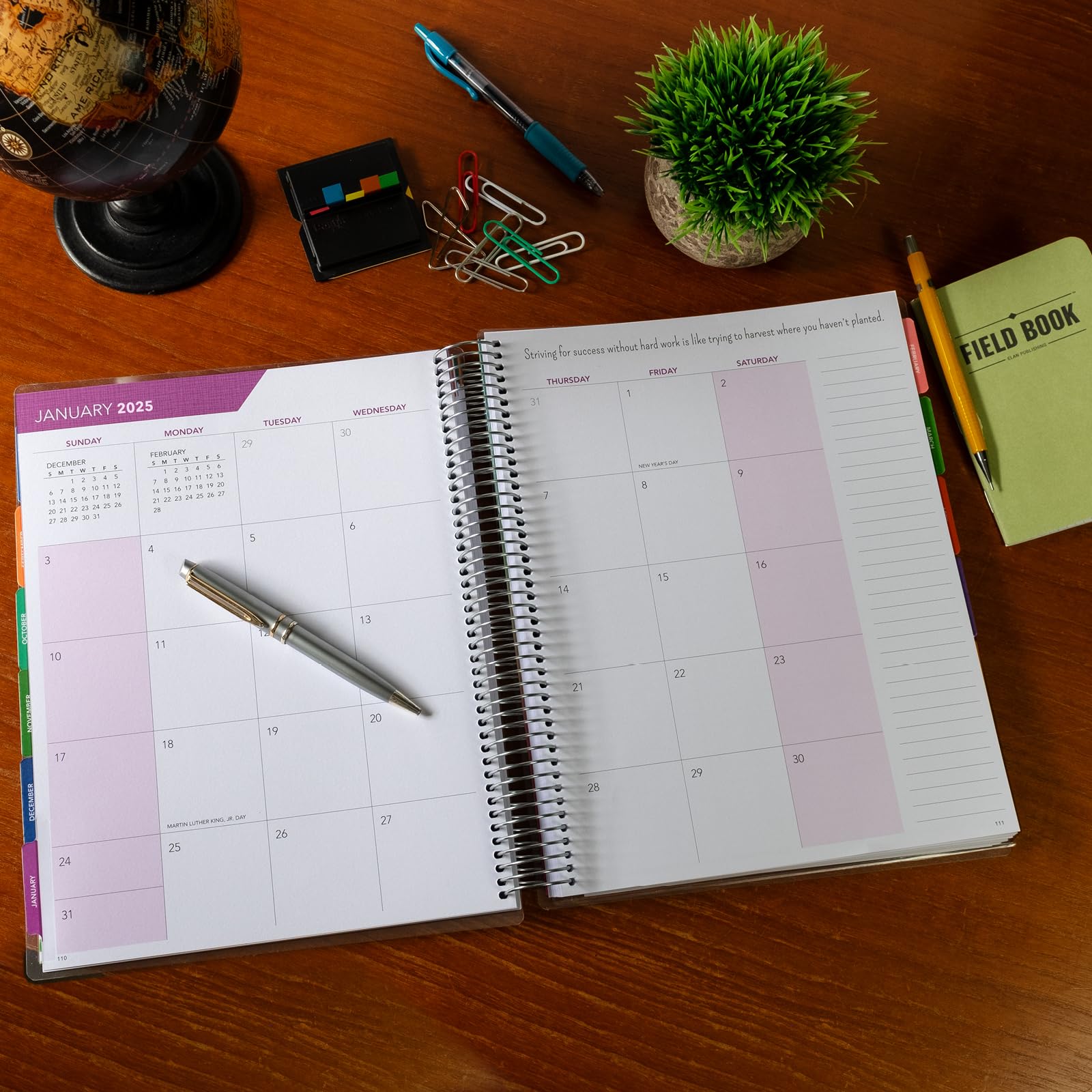 2024-2025 Teacher Planner - 8.5x11 Dated Academic Calendar with Weekly/Monthly Organizer, 7 Period Lesson Plan, Pocket Folder & Stickers - Watercolor Design for Classroom Organization & Teacher Gifts
