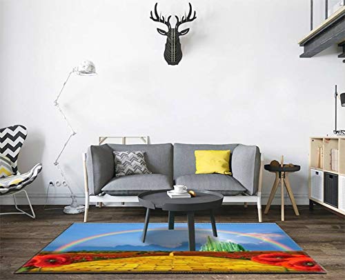 Yellow Brick Road Oz Emerald City Area Rug - Non-Slip Soft Floor Mat for Living Room, Nursery, Indoor & Outdoor Use - Perfect as Door Mat, Table Blanket or Runner Carpet