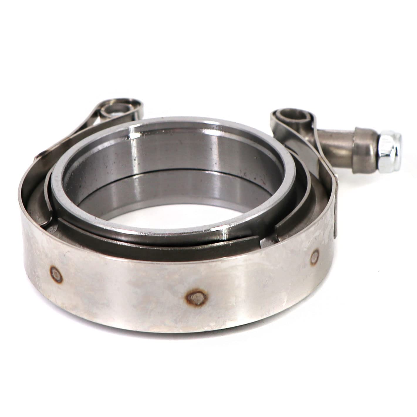 2.5 Inch Stainless Steel V-Band Clamp Kit with Male & Female Flanges for Turbo Exhaust Downpipe - High Temperature Resistant, Perfect for Automotive Exhaust Systems & Performance Upgrades