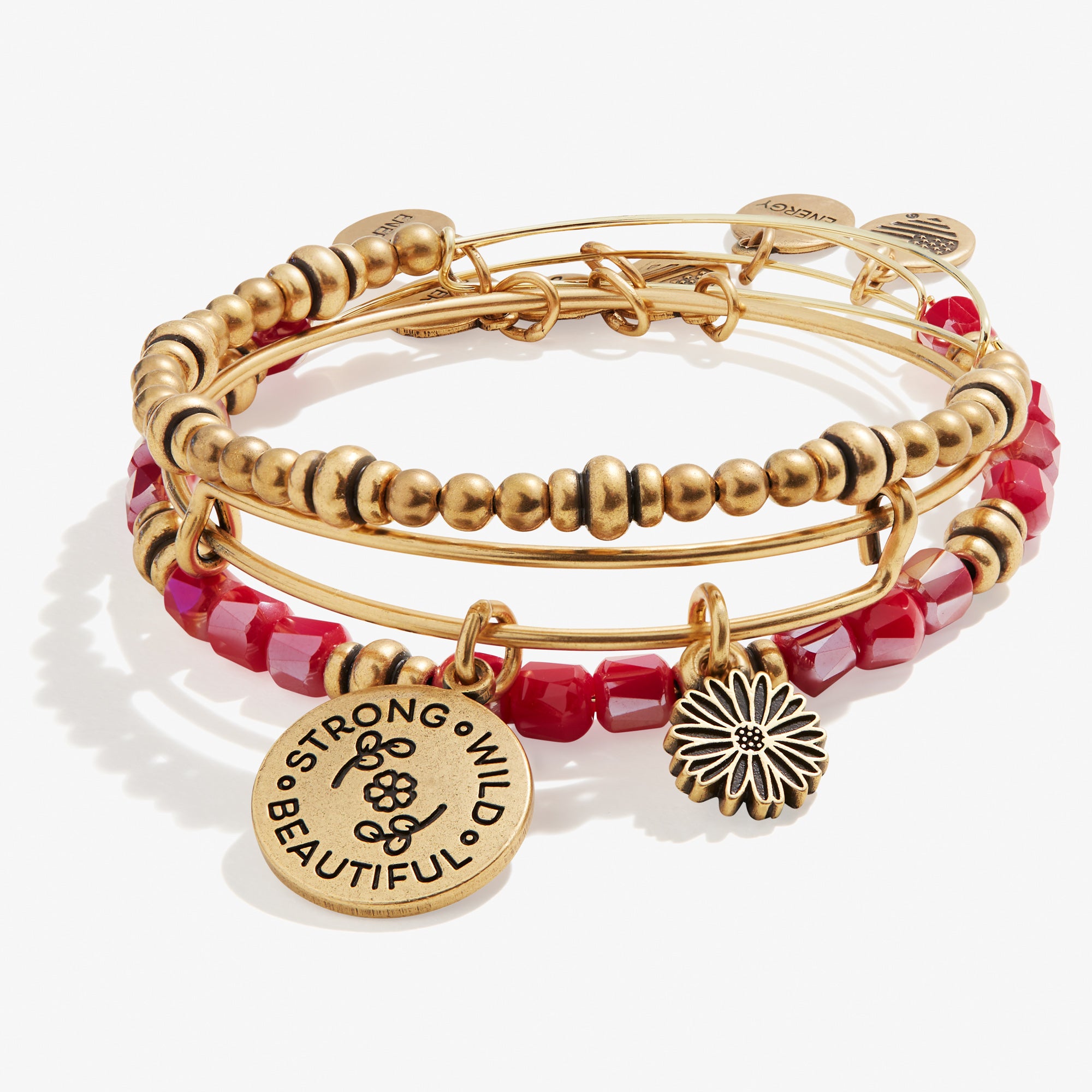 Strong Wild Beautiful Charm Bangles - Set of 3 Stackable Bracelets for Women | Boho Jewelry for Everyday Wear, Parties & Gifts