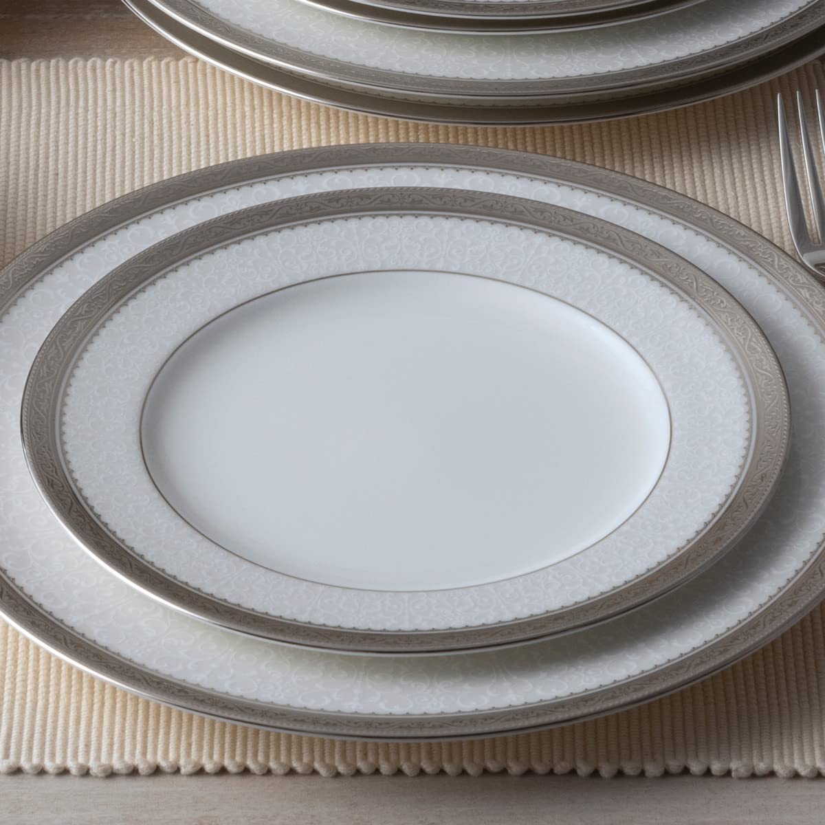 Noritake Odessa Platinum 5-Piece Dinnerware Set - Elegant Bone China Place Setting for Formal Dining & Special Occasions