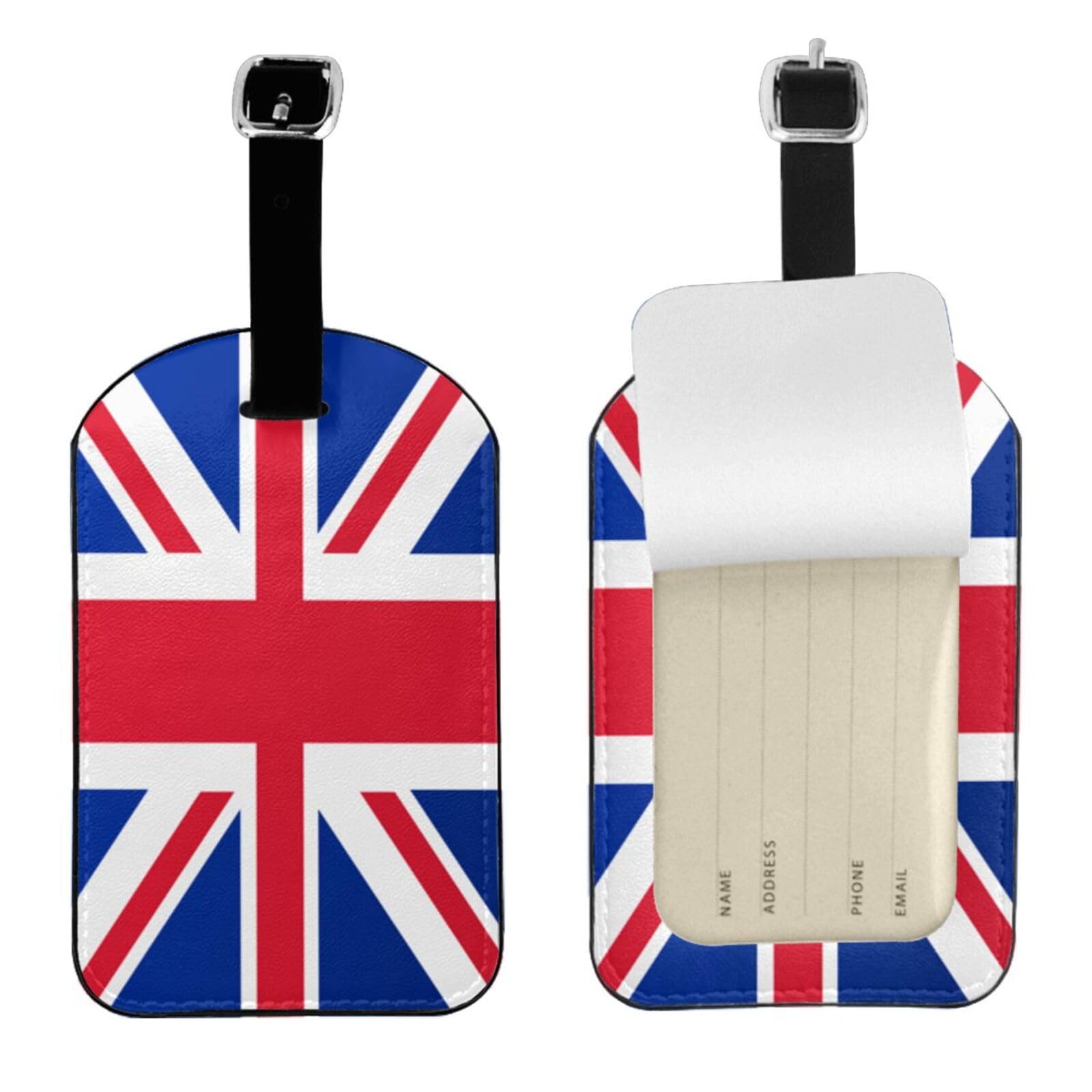 UK Flag Luggage Tag - PU Leather British Flag Baggage ID Tag for Suitcases & Travel Bags (1 Piece) - Perfect for Airports, Vacations & Business Trips