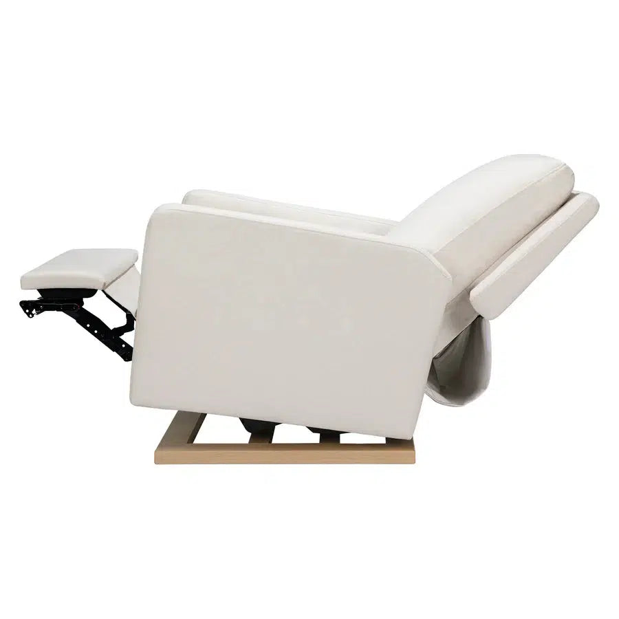Babyletto Sigi Electronic Glider and Recliner Chair - Cream Eco Weave Performance Fabric for Nursery, Breastfeeding & Relaxation | Modern Rocking Chair for Baby Room