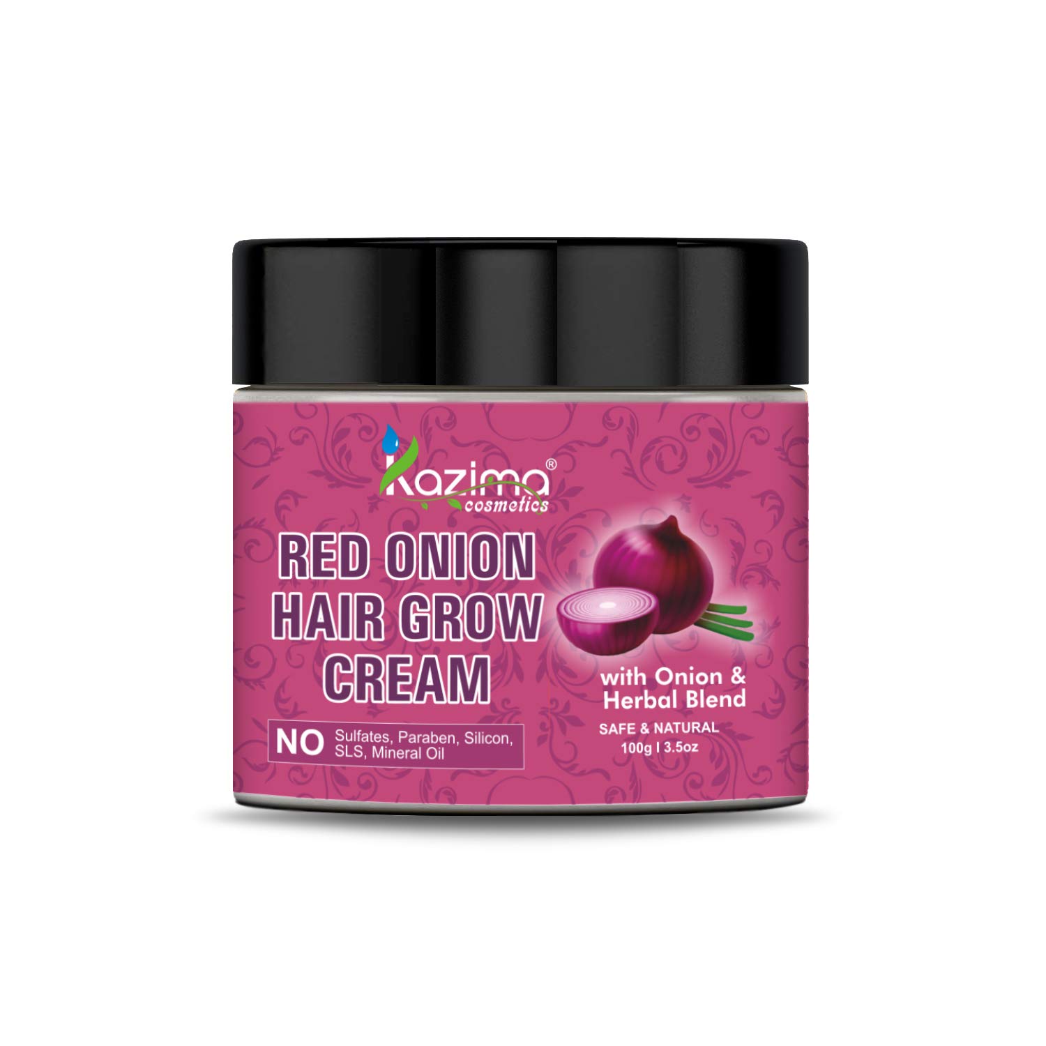 KAZIMA Red Onion Hair Growth Cream with Onion Oil & Herbal Blend - 100g for Thicker, Stronger Hair | Promotes Hair Regrowth & Scalp Health | Perfect for Men & Women with Hair Loss or Thinning Hair