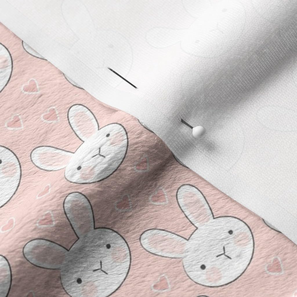 Pink Easter Bunnies Printed Minky Fabric Fat Quarter - Soft Plush Fabric for Baby Blankets, Quilt Backing & Sewing Projects - Easter Decor, Nursery DIY, Cozy Home Textiles