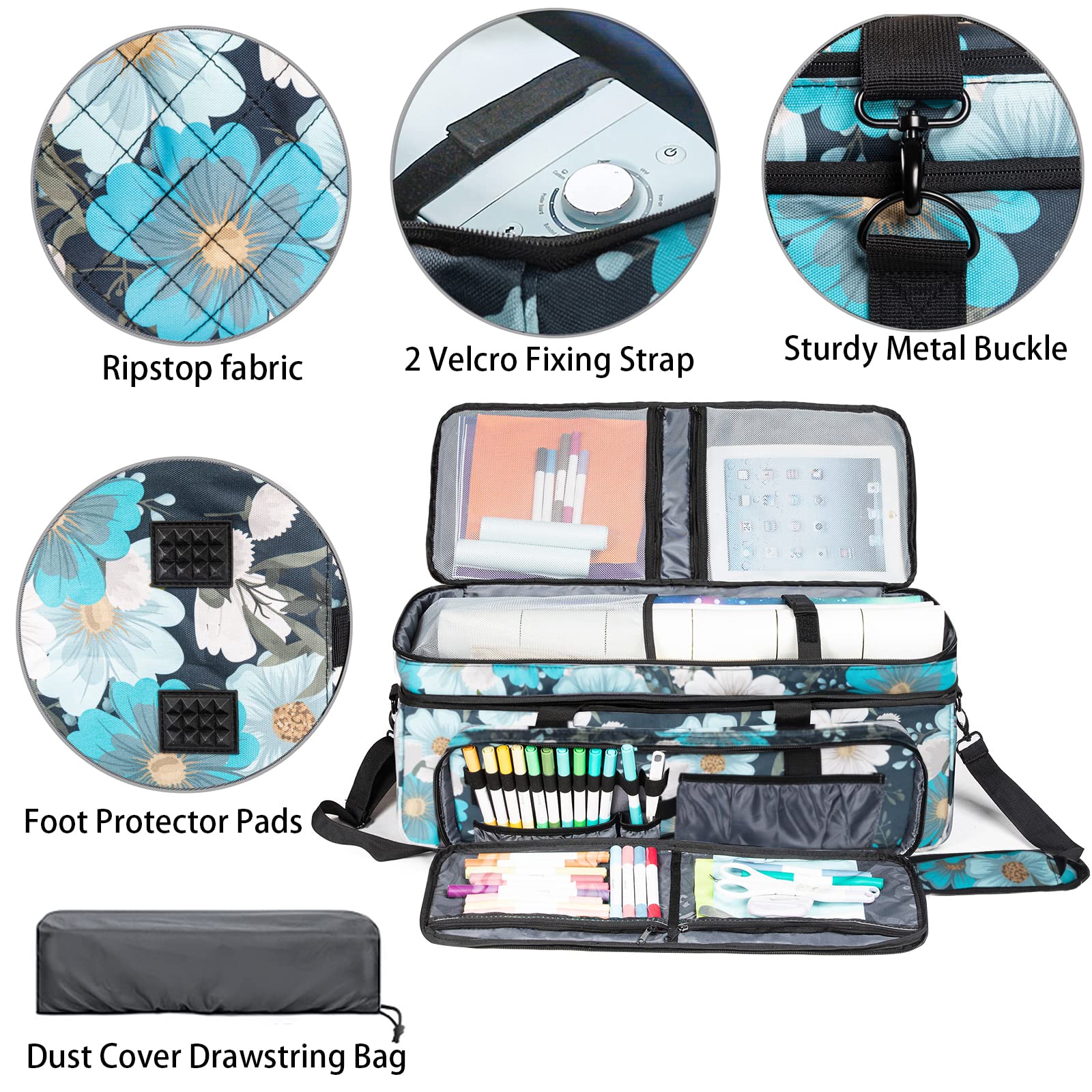 AMOIGEE Double-Layer Carrying Case for Cricut Maker 3/4 & Explore Air 2/3/4 - Dustproof Storage Organizer with Accessory Pockets | Perfect for Crafting, Travel & Machine Protection