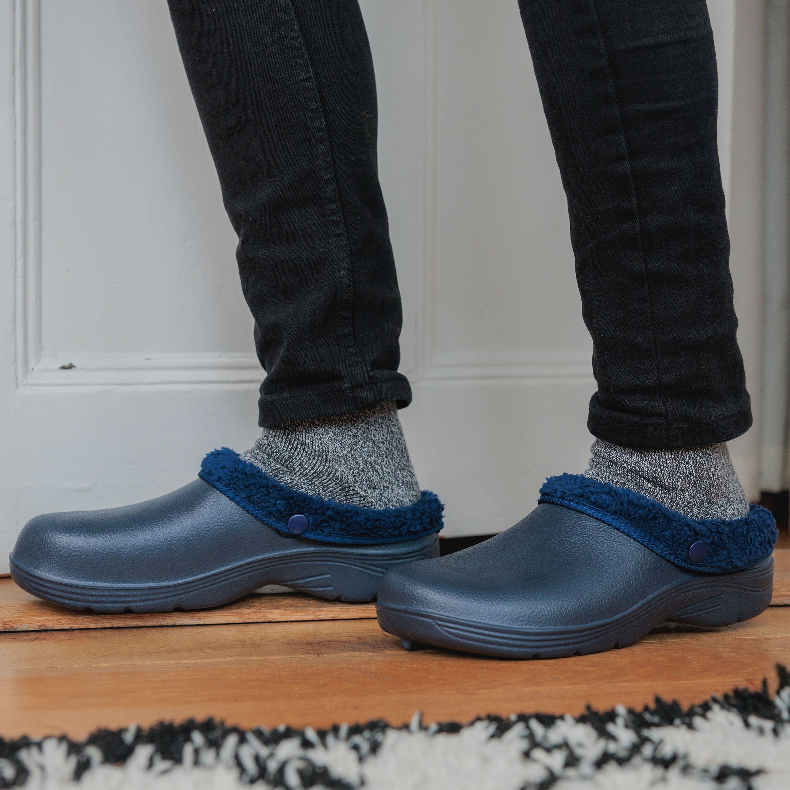 Men's Thermal Fleece Lined Garden Clogs - Warm Winter Outdoor Shoes for Gardening, Yard Work & Home Use