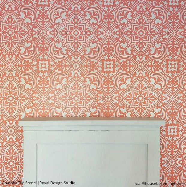 Anatolia Tile Stencil Kit - Reusable DIY Ceramic & Mosaic Tile Painting Template for Home Decor, Bathroom & Kitchen Backsplash - Perfect for DIY Crafts, Wall Art & Floor Designs