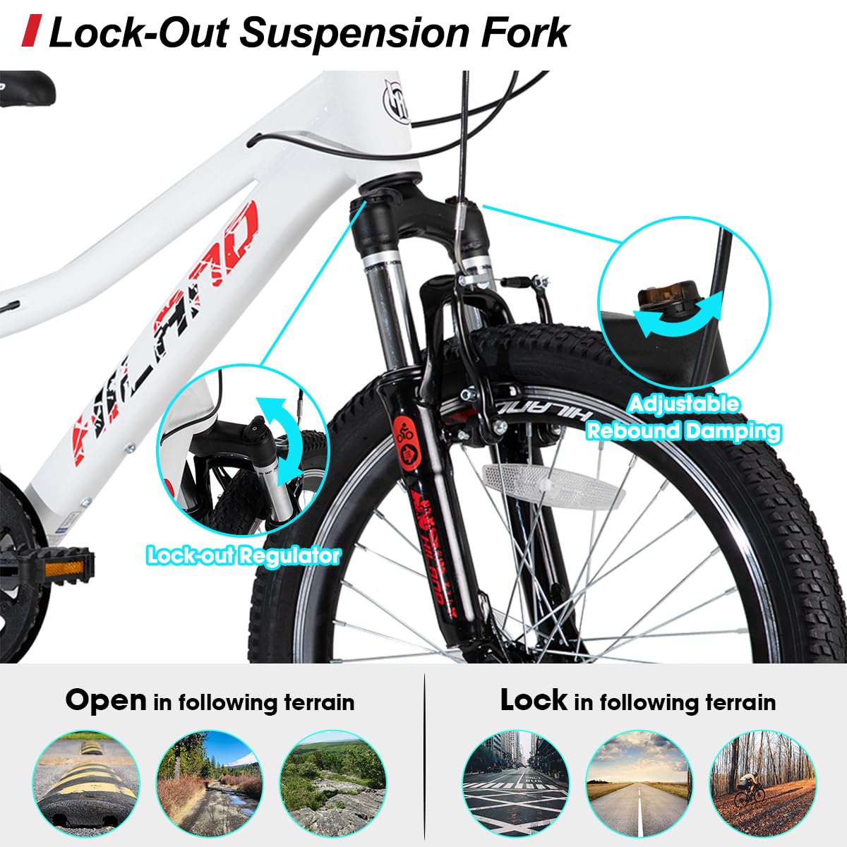 HILAND 20 26 27.5 Inch Women's Mountain Bike - 7/21 Speed, Aluminum Frame, Lock-Out Suspension Fork - Perfect for Trail Riding, Commuting & Outdoor Adventures