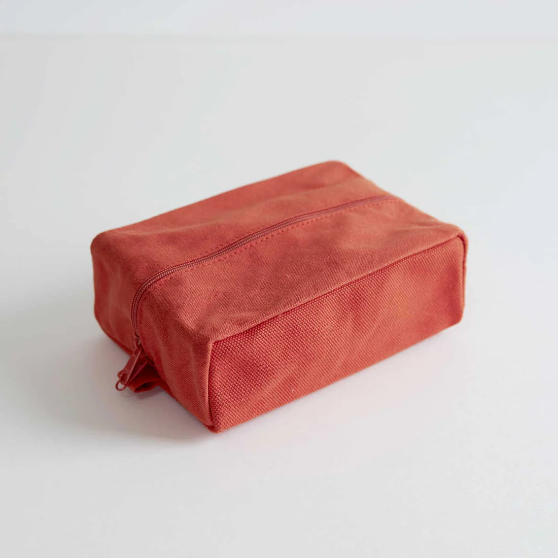 Kurashiki Hampu Canvas Pouch - Large Size Safflower Red Japanese Cotton Bag for Travel, Makeup & Daily Essentials Storage