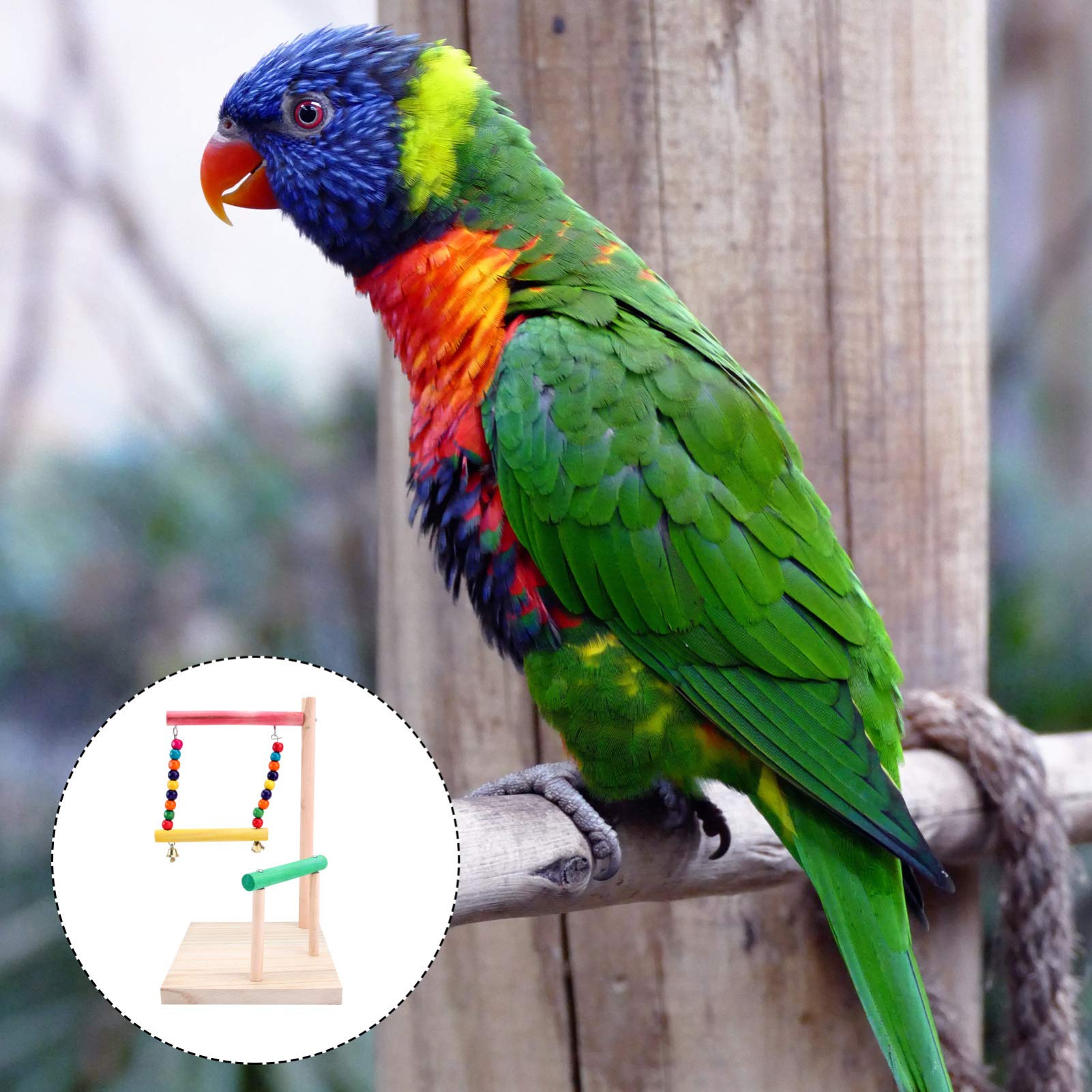 Balacoo Funny Parrot Toys - Interactive Bird Toys for Parakeets, Cockatiels & Parrots - Bamboo Bite Swing Frame - Perfect for Playtime, Training & Enrichment in Bird Cages