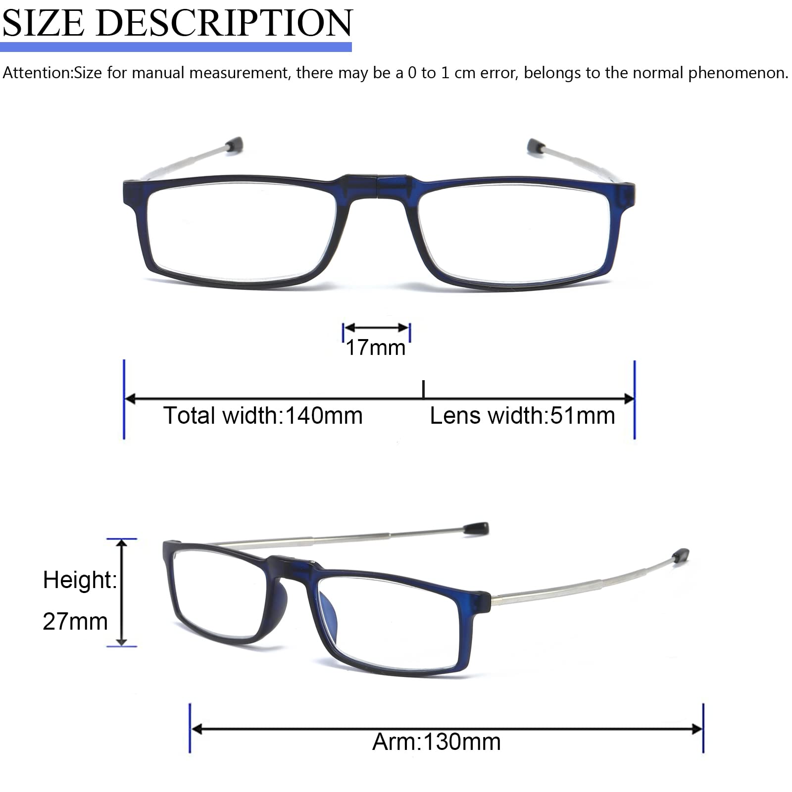 Blue Light Blocking Reading Glasses - 2 Pack Folding Portable Readers for Men & Women | Computer Glasses with Case | Perfect for Office Work, Screen Time & Travel Reading