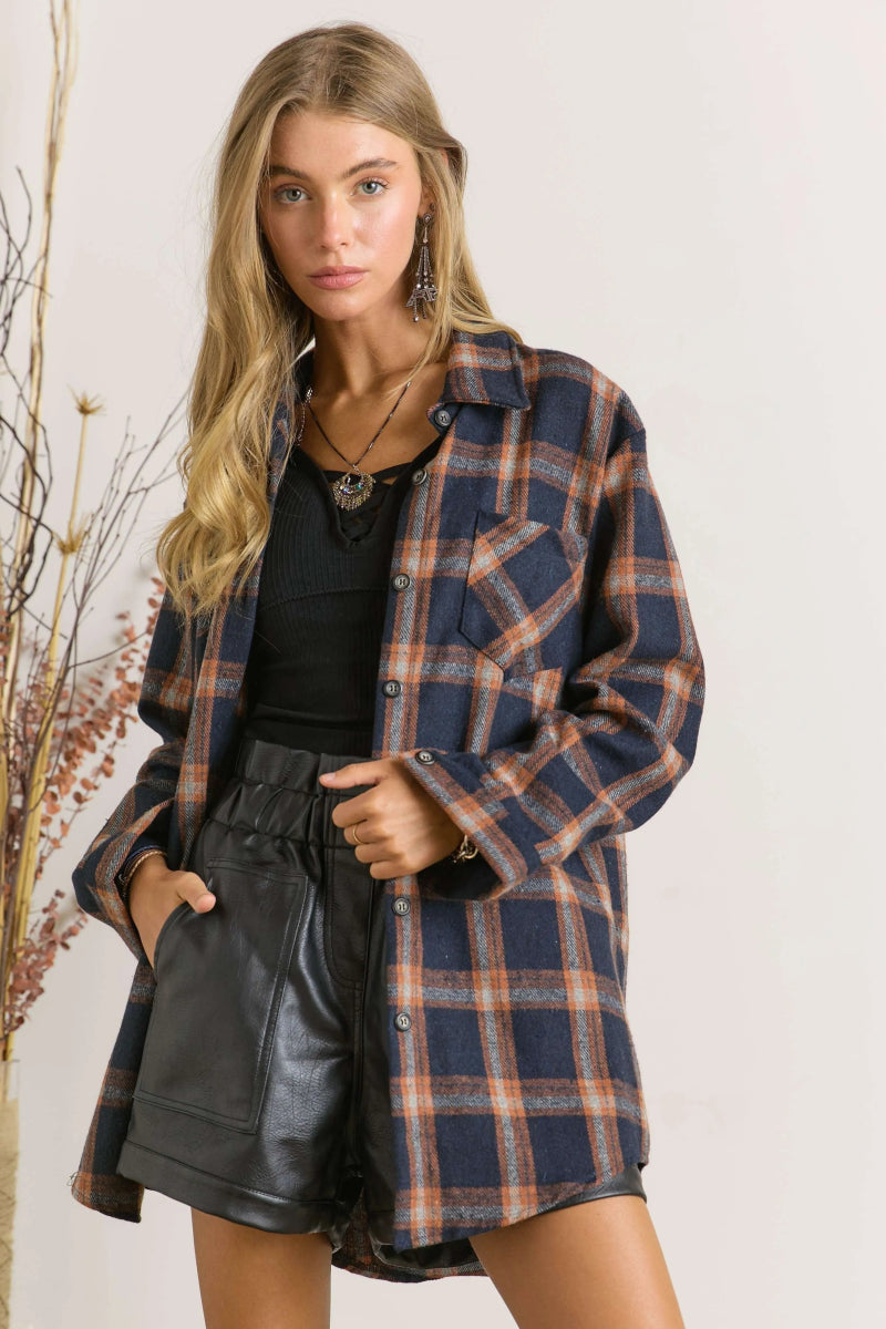ADORA Full Size Button Down Flannel Shirt for Women - Plus Size Cozy Plaid Shirt - Perfect for Fall Layering, Casual Outfits & Outdoor Activities