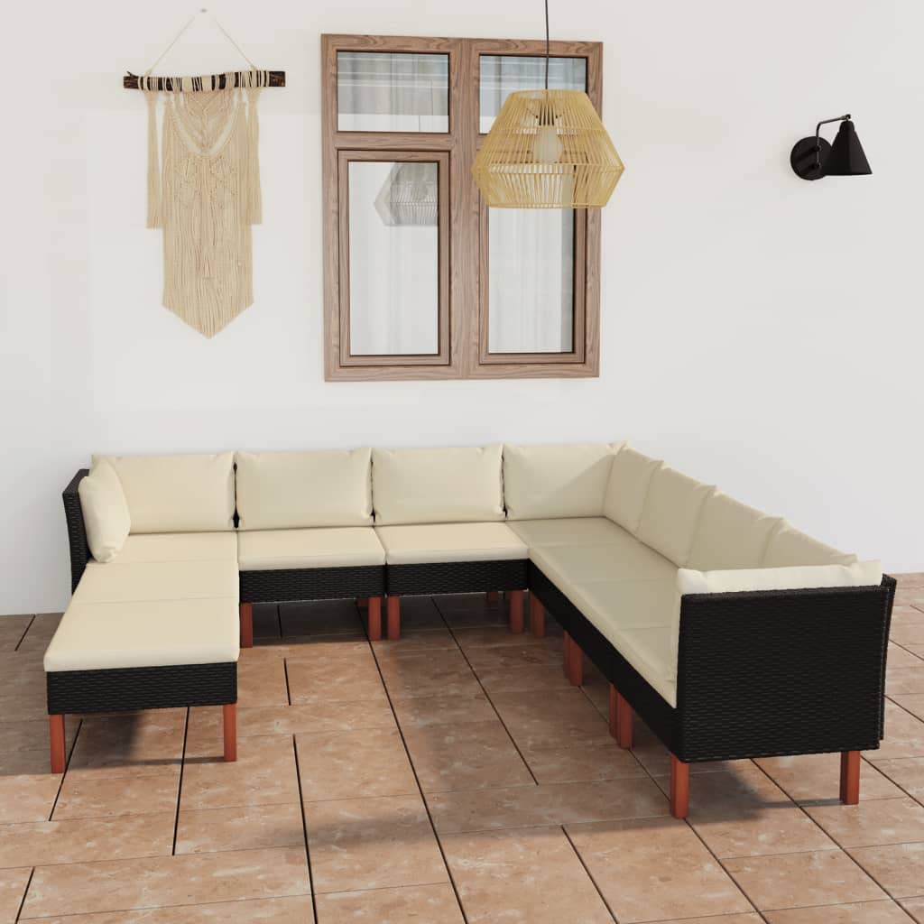 vidaXL 9-Piece Patio Lounge Set - Modern Farmhouse Outdoor Sectional Sofa with Cushions & Footrest for Garden, Yard, Backyard | Perfect for Relaxing, Entertaining & Outdoor Gatherings