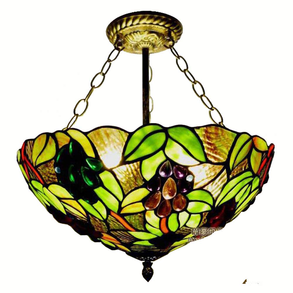 Tiffany Style Stained Glass Fruit Pendant Light - Elegant Dining Room Chandelier, Living Room & Bedroom Ceiling Lamp - Perfect for Restaurants & Continental Decor (Medium Size)