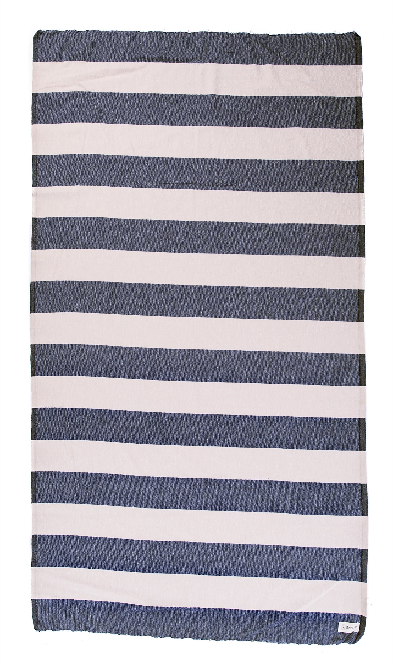 Premium 100% Cotton Turkish Peshtemal Beach Towels - Quick-Dry, Sand-Free & Lightweight (Set of 6, Dark Blue/Beige) | Perfect for Pool, Beach, Yoga & Travel Accessories