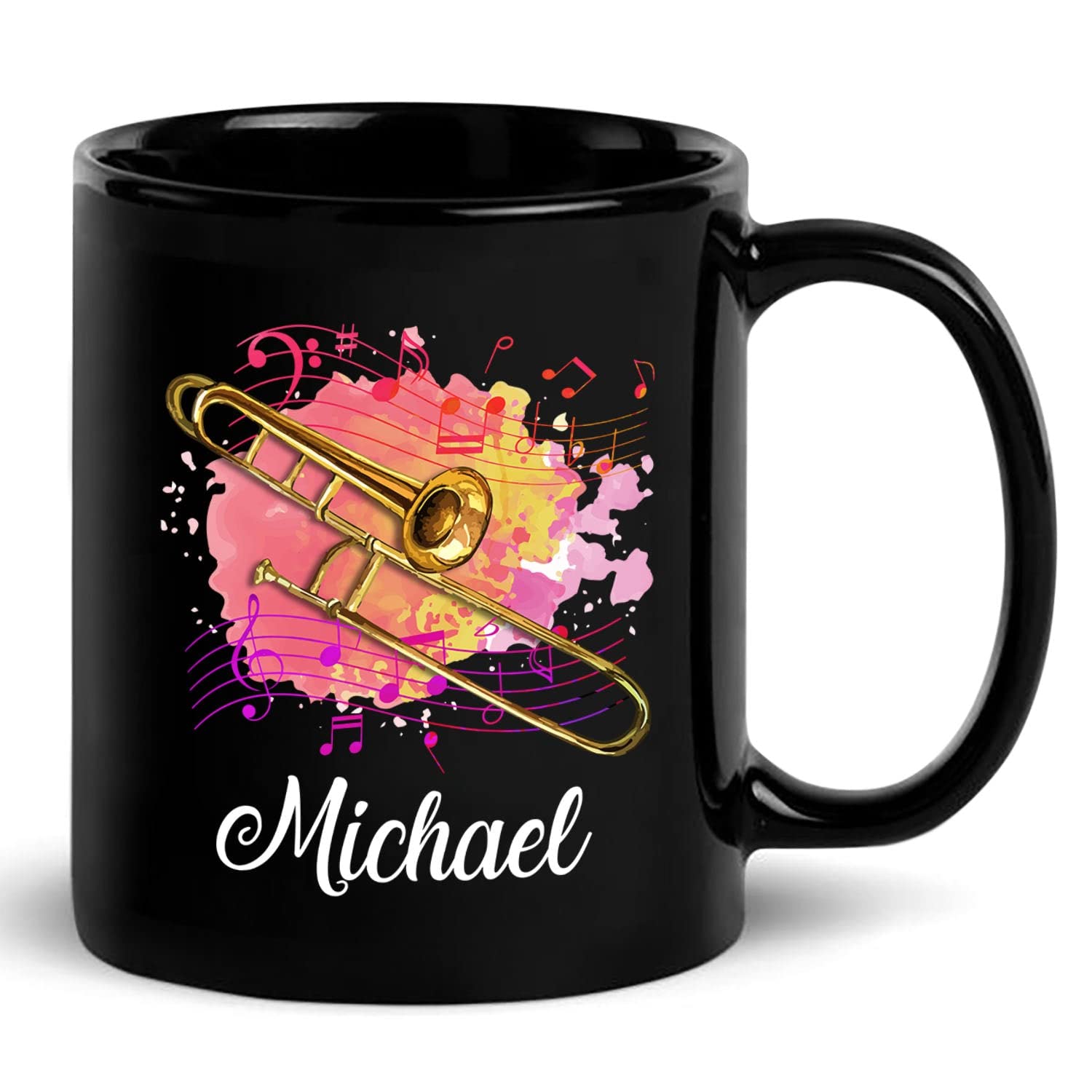 **Personalized Trombone Coffee Mug - Custom Name Engraved 11oz & 15oz Ceramic Cup - Perfect Gift for Trombone Players & Band Members - Ideal for Home, Office, Travel & Music Lovers**