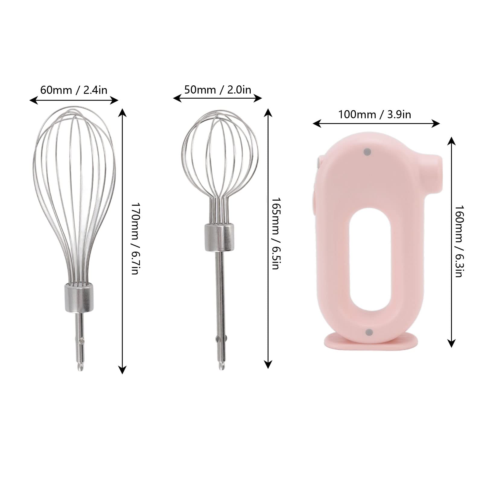 5V 20W Electric Hand Mixer - 3 Speed Anti-Slip Handle Handheld Blender with Egg Beater & Milk Frother, Stainless Steel Kitchen Mixer for Baking, Whipping Cream & Coffee Foam (Pink) - Perfect for Home Baking, Dessert Making & Coffee Preparation