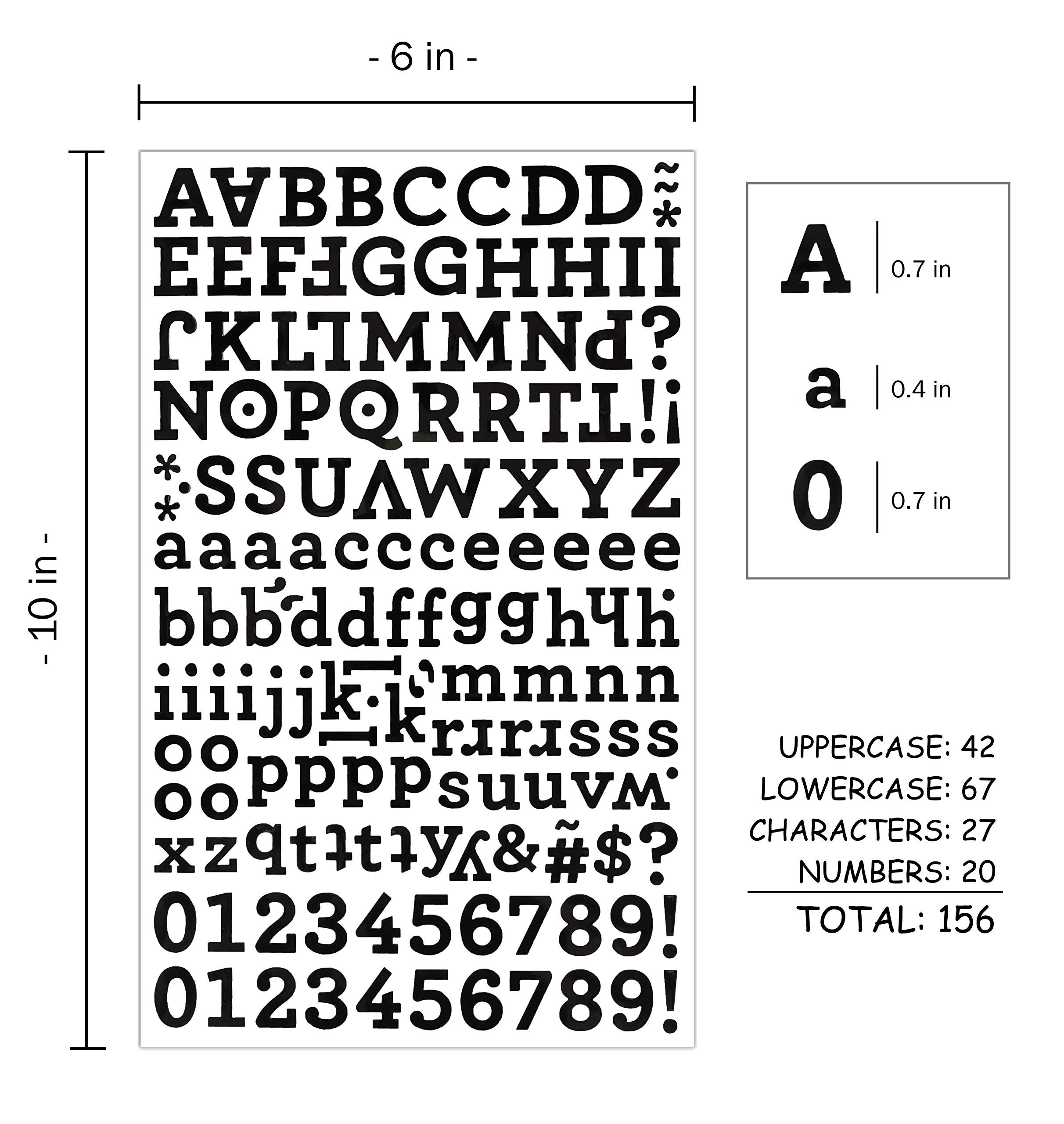 QQ&U 3 Sheets Black Foil Alphabet Letter and Number Stickers - Perfect for Scrapbooking, DIY Crafts, Gift Wrapping, and Home Decor