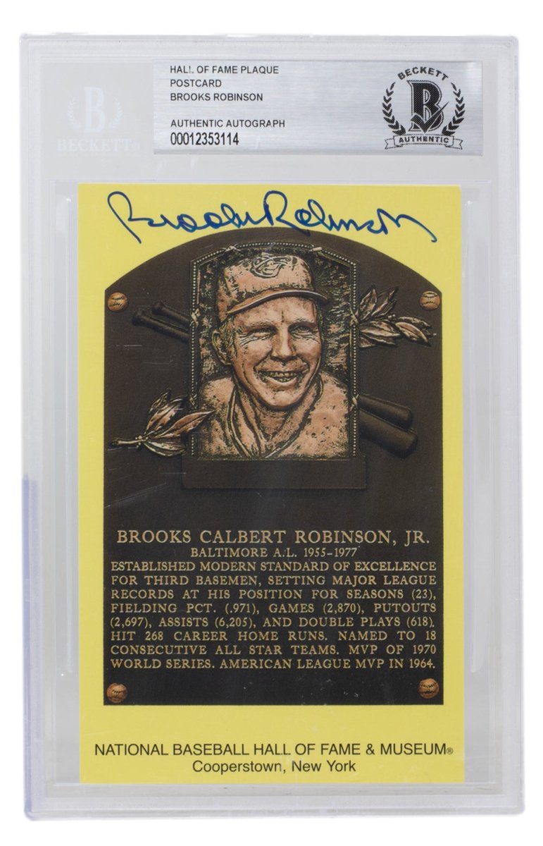 Brooks Robinson Autographed Baltimore Orioles Hall of Fame Plaque Postcard - BAS 114 - Certified & Slabbed Collectible for Baseball Memorabilia Display