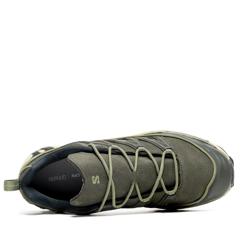 Salomon XT 6 Expanse Leather Trail Running Shoes for Men - Peat/Deep Lichen Green - Lightweight Hiking & Outdoor Adventure Footwear
