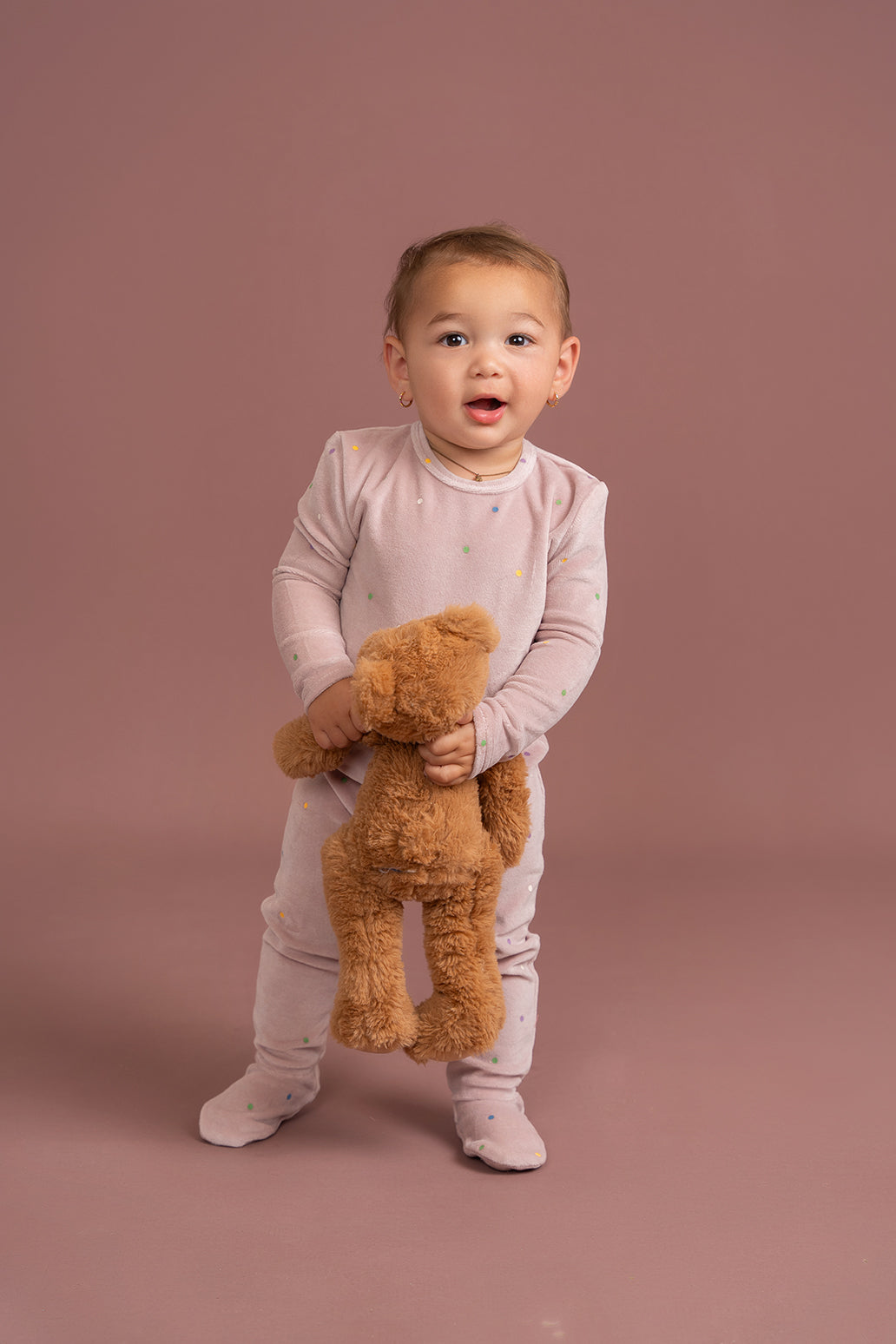 Dot Print Velour Onesie - Soft & Cozy Pajama Set for Women - Perfect for Lounge Wear, Sleepwear & Relaxing at Home