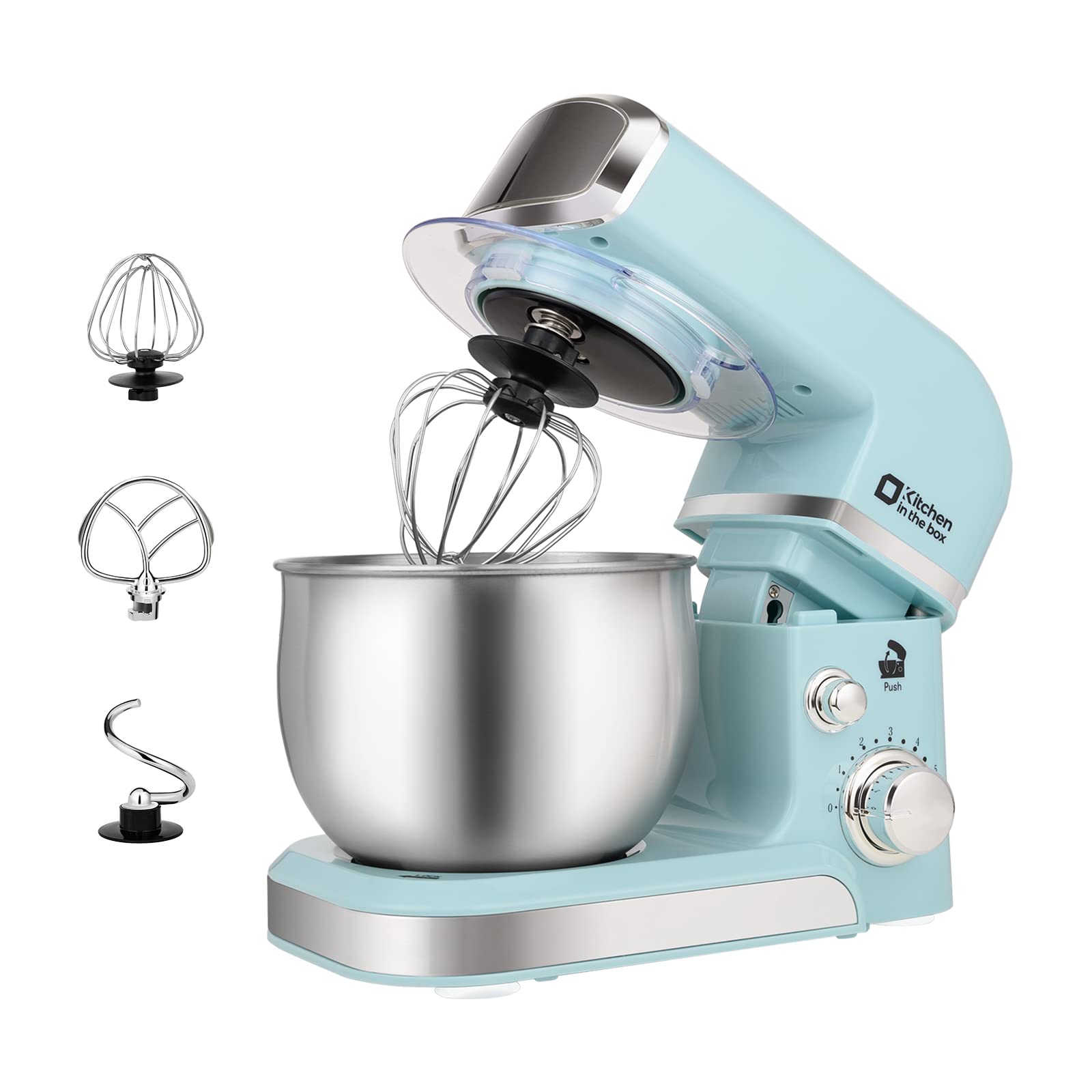 3.2Qt Small Electric Stand Mixer - 6-Speed Portable Kitchen Mixer with Egg Whisk, Dough Hook & Flat Beater - Lightweight Food Mixer for Baking, Cooking & Daily Kitchen Use (Blue)