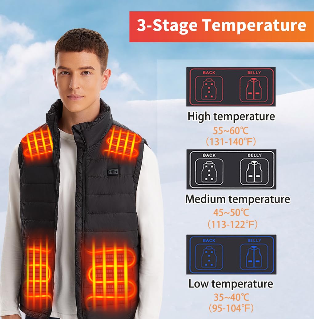 Deceny CB Heated Vest for Men & Women - Rechargeable Battery-Powered Electric Body Warmer Jacket for Winter, Hiking, Camping & Outdoor Activities