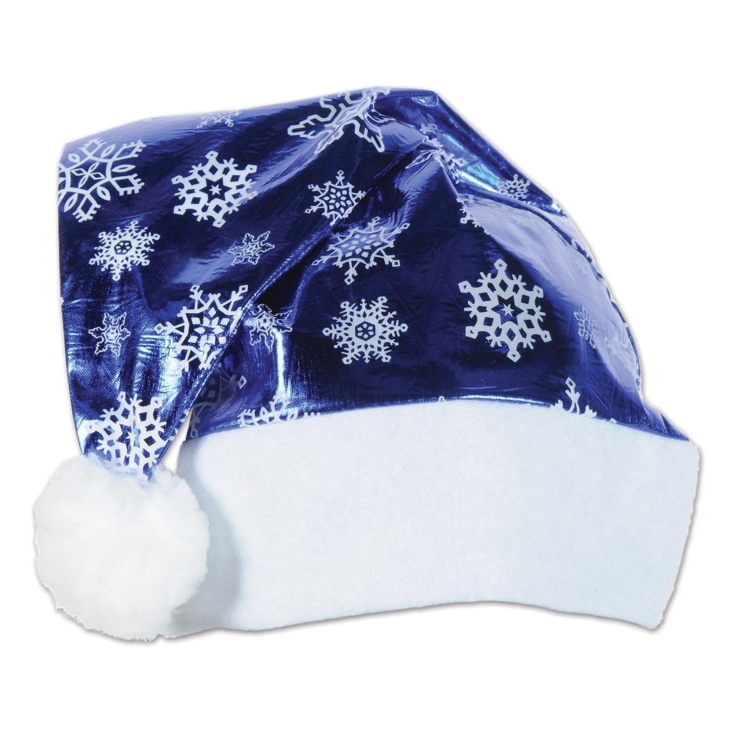 12 Pack Beistle Christmas Metallic Blue Santa Hat - Festive Holiday Party Accessories for Xmas Celebrations, Office Parties & Family Gatherings