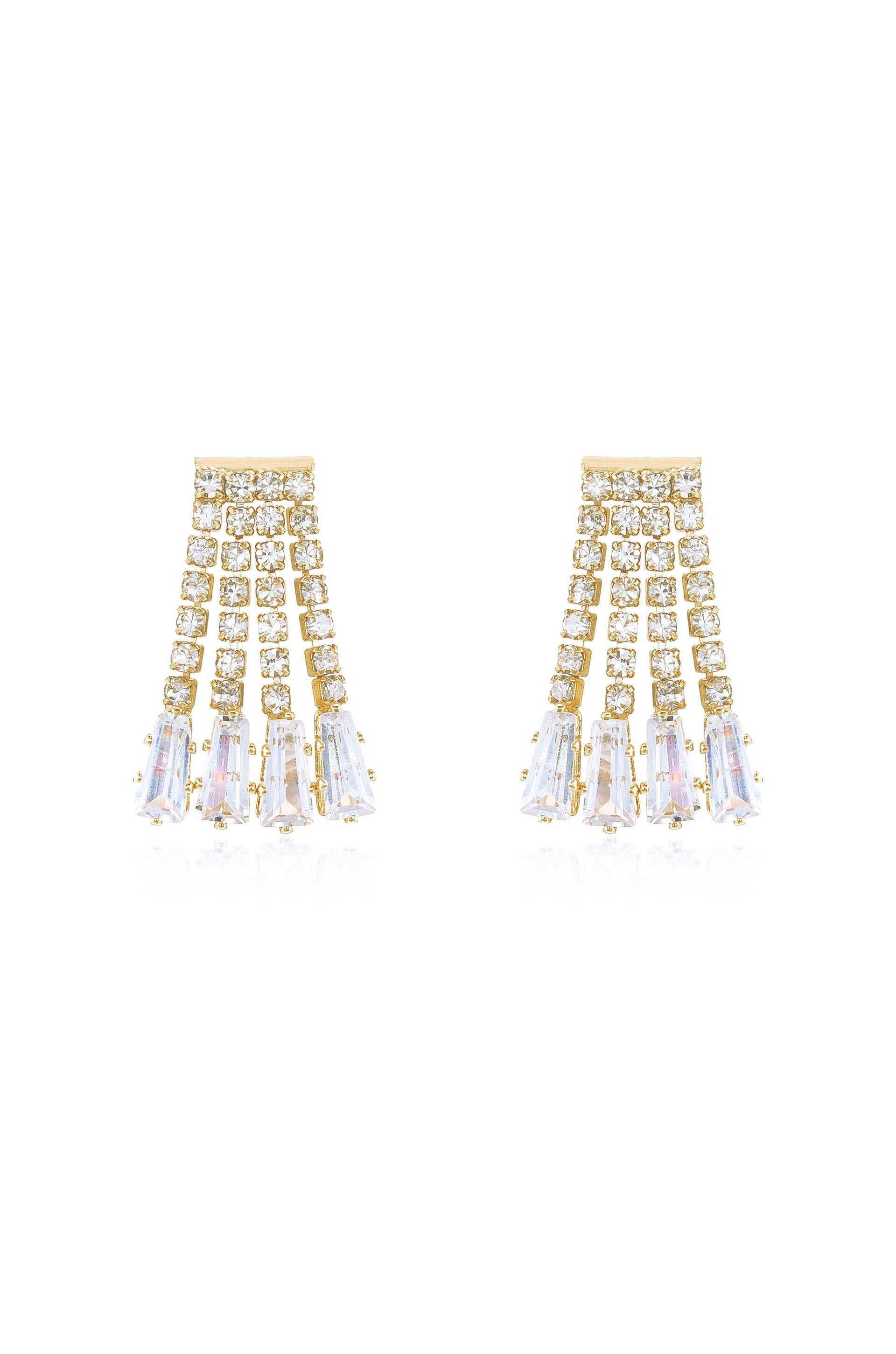 Sparkling Crystal Fringe Dangle Stud Earrings for Women - Elegant Party & Wedding Jewelry - Perfect for Evening Events, Date Nights & Special Occasions