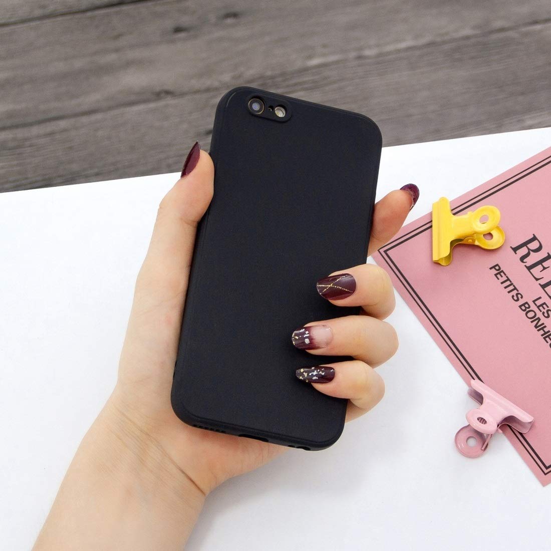 HAIJUN Shockproof Silicone Case for iPhone 6/6s - Anti-Slip Frosted Cover with Full Protection - Durable Phone Case for Everyday Use (Black) - Perfect for Work, Travel & Outdoor Activities
