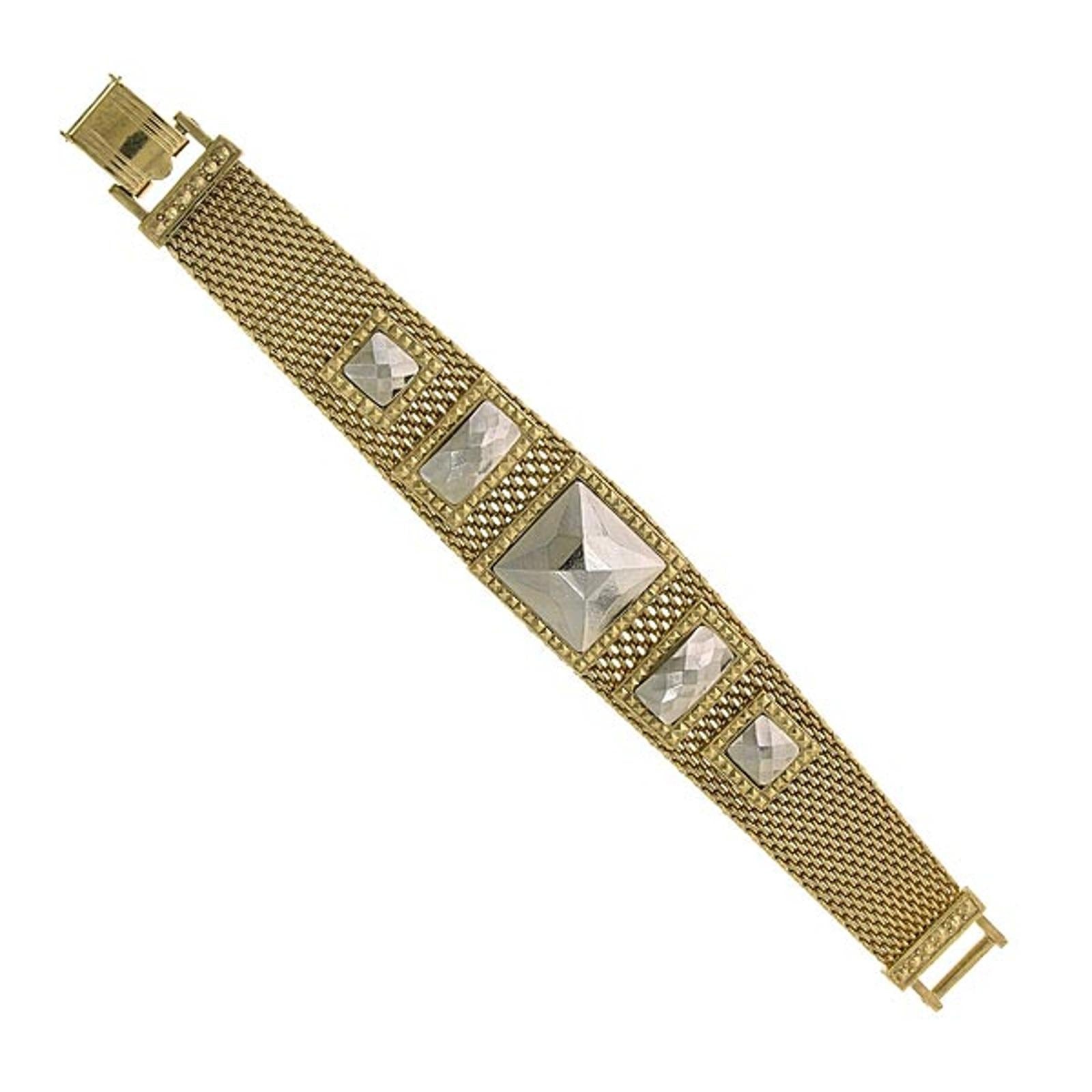 1928 Jewelry Fusion Lux Soft Mesh Bracelet for Women - Elegant Adjustable Wristband for Parties, Weddings & Everyday Wear