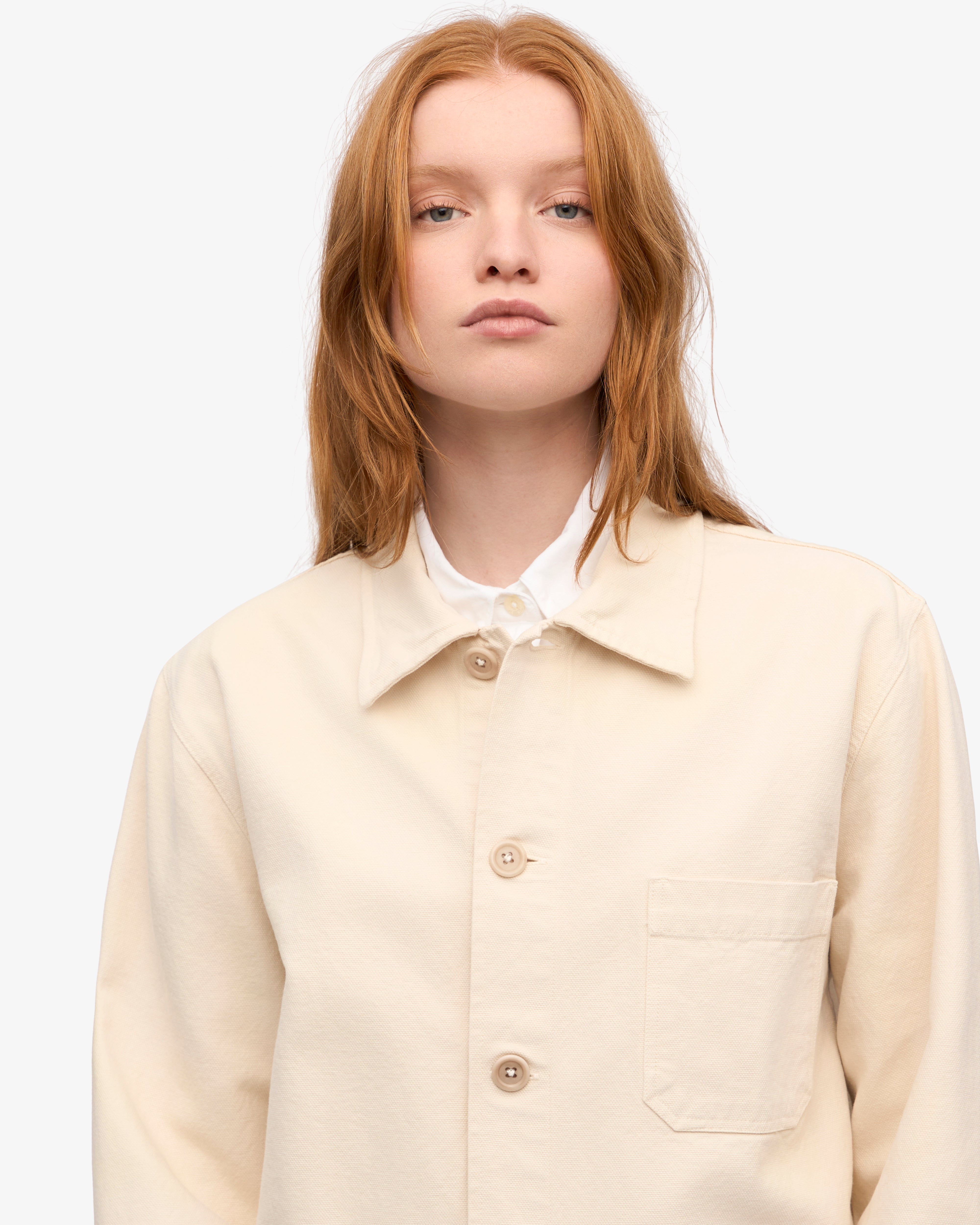 Organic Workwear Jacket for Men & Women - Ivory White Cotton Twill Jacket - Durable & Comfortable for Outdoor Work, Construction & Gardening