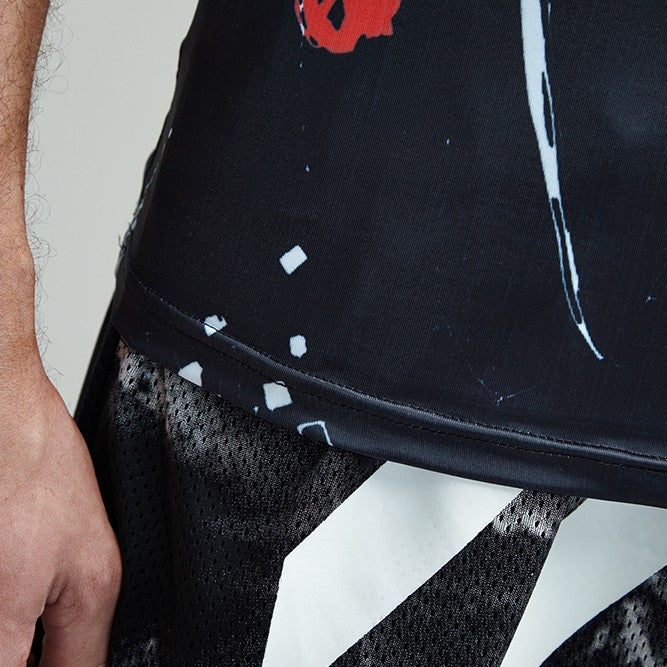 Abstract Splash Print Compression Shirt for Men - Moisture Wicking Workout Top for Running, Gym & Sports Performance