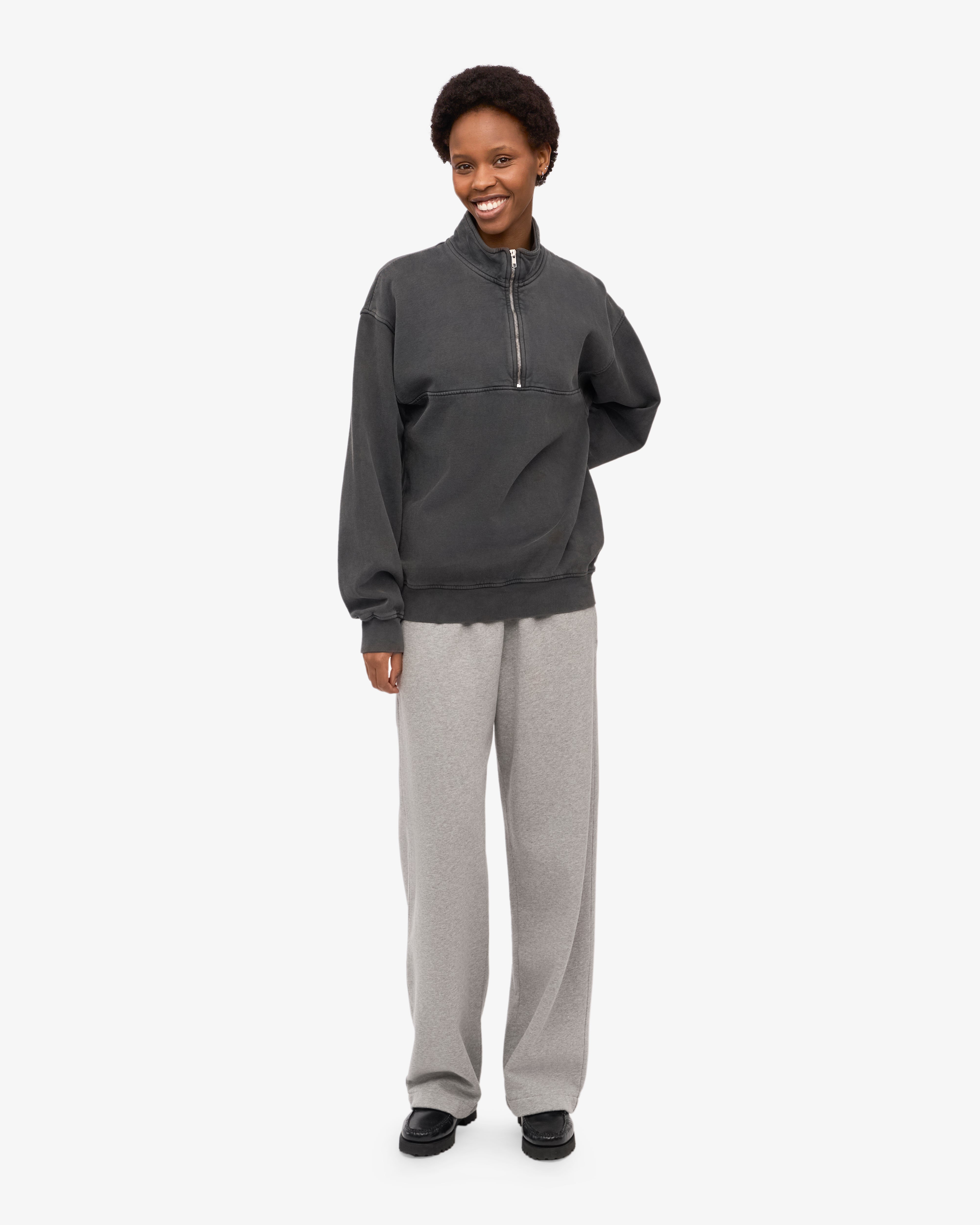 Organic Quarter Zip Sweatshirt for Men & Women | Faded Black | Soft & Comfortable Pullover | Perfect for Casual Wear, Outdoor Activities & Layering