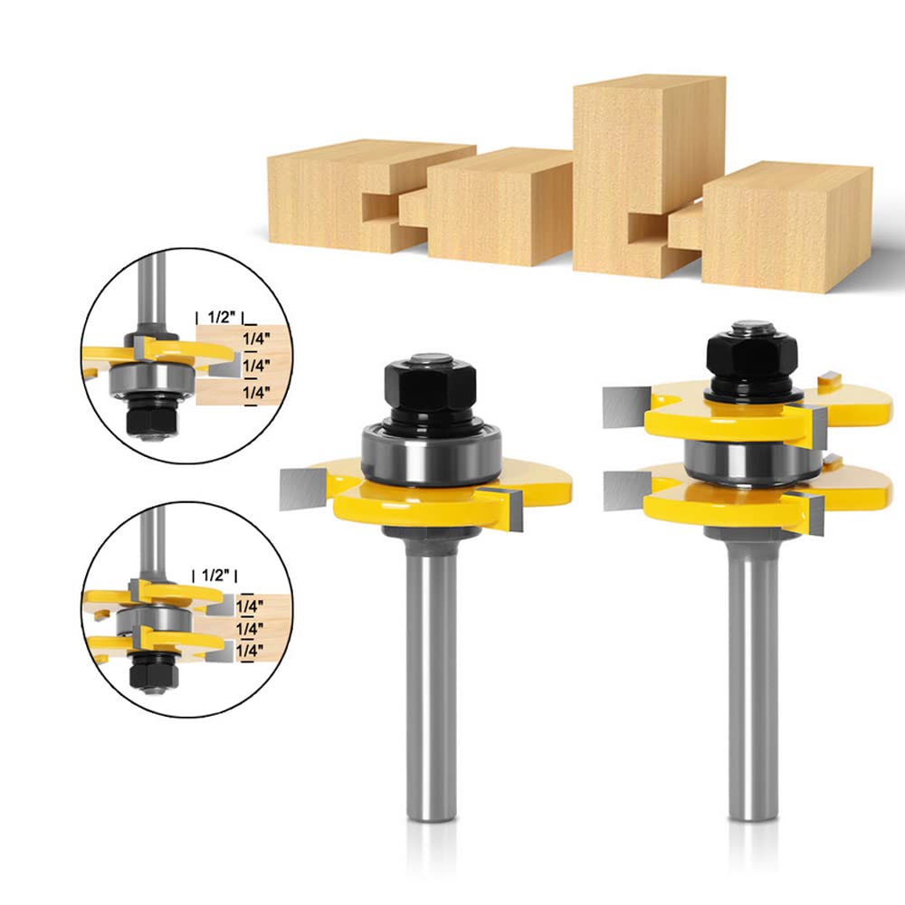 Bestgle 8mm Tongue and Groove Router Bits, 2-Piece Wood Milling Cutting Tool for Engraving Machine – Perfect for Cabinet Making, Woodworking, and DIY Projects