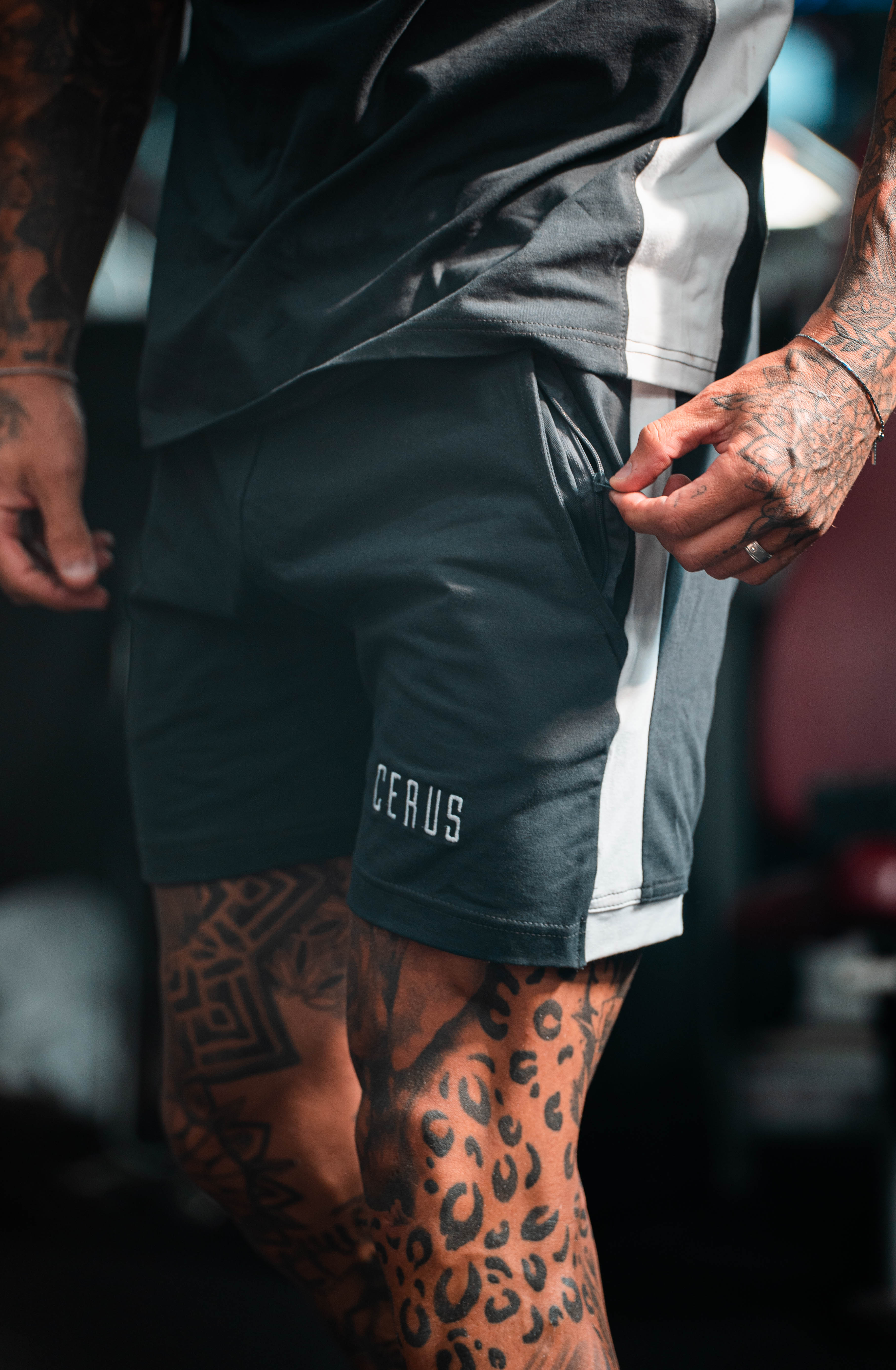 Cerus Grey Nero Shorts for Men - Lightweight Quick-Dry Athletic Running Shorts with Pockets - Perfect for Gym, Workout, and Outdoor Activities