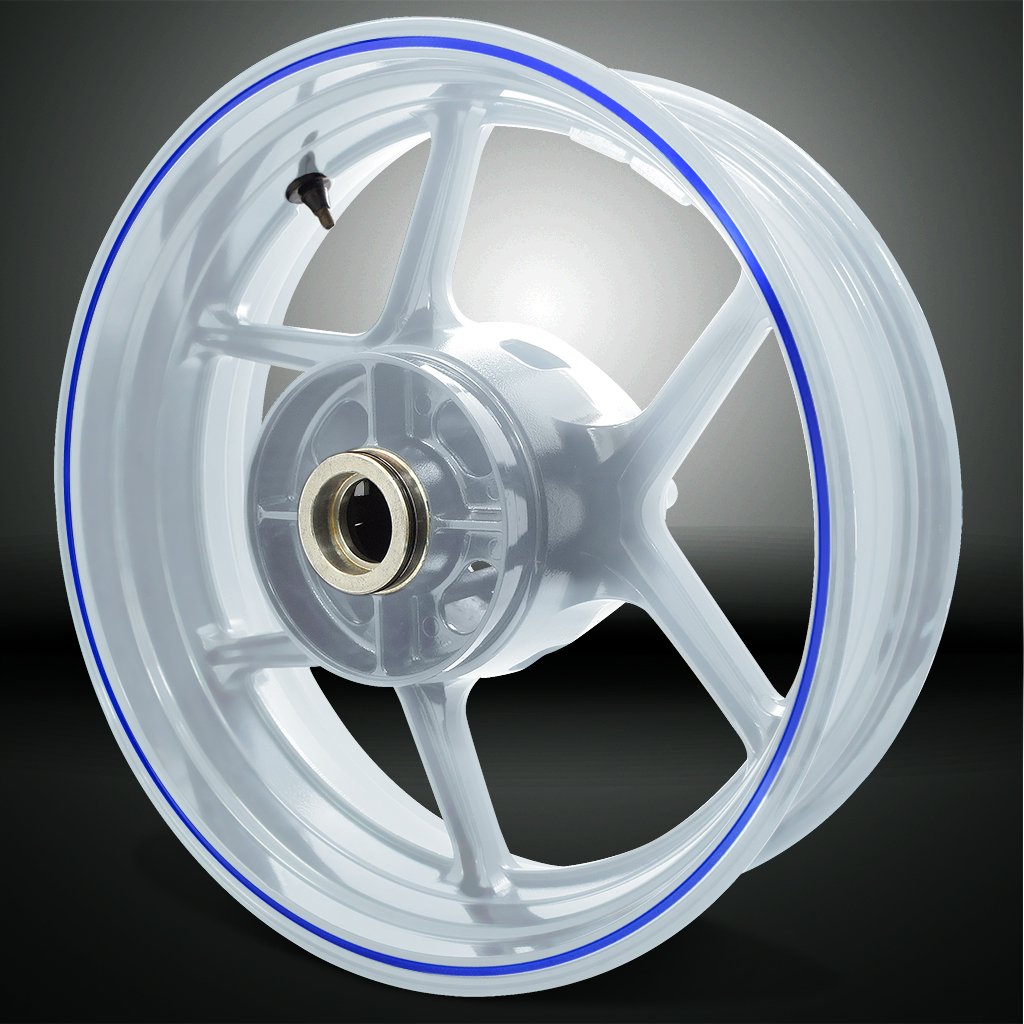 Reflective Blue Vinyl Rim Stripe Decals for Kawasaki Ninja 300 - High Visibility Wheel Liner for Night Riding & Motorcycle Customization