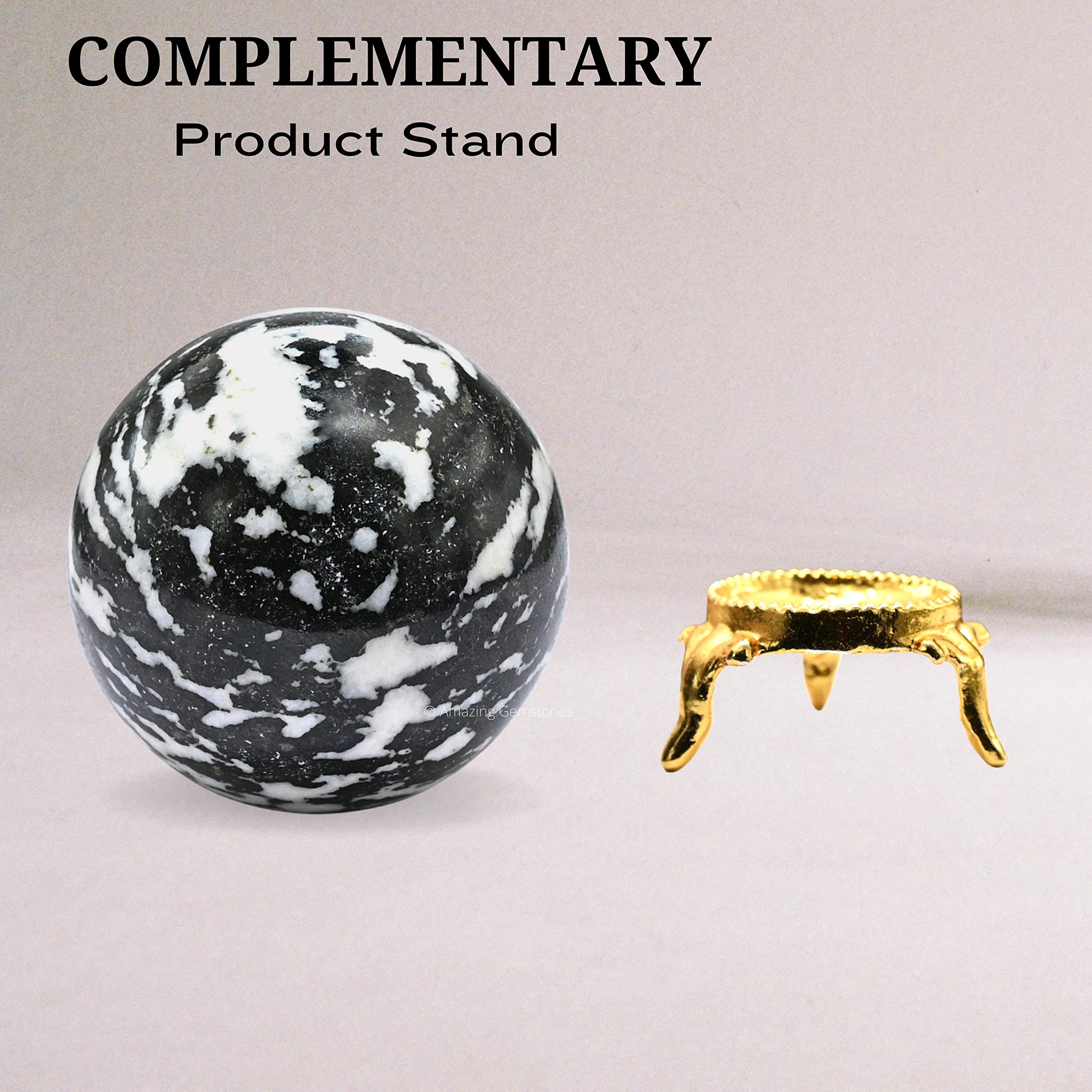 1.5 Inch White & Black Tourmaline Crystal Ball with Wooden Stand - Healing Meditation Sphere for Witchcraft, Reiki, Feng Shui, Home & Office Decoration
