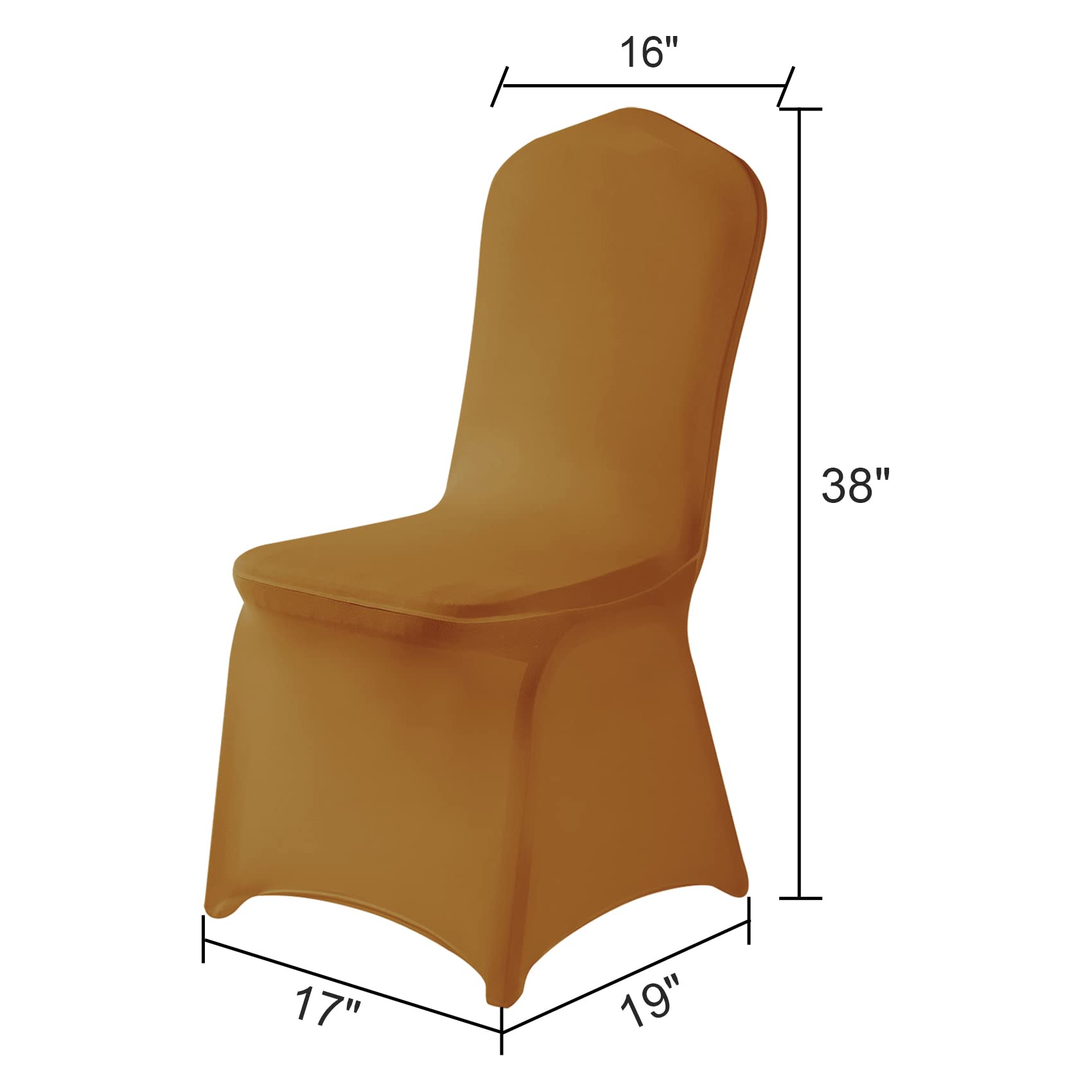 12PCS Spandex Stretch Chair Covers - Washable & Removable Gold Slipcovers for Living Room, Party, Banquet, Wedding & Hotel Events - Perfect for Home Decor & Event Protection