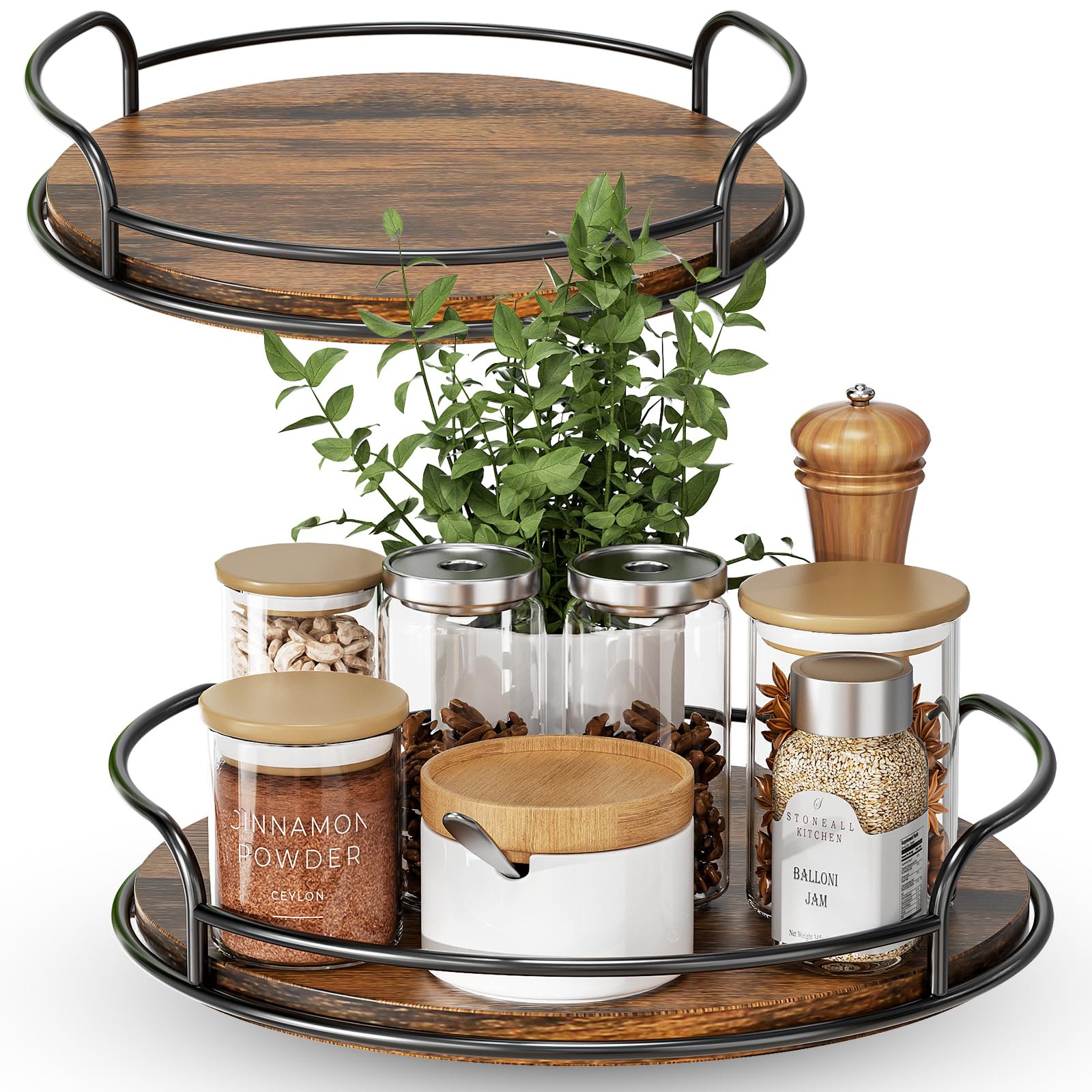 2 Pack Wooden Lazy Susan Turntable Organizer - 10