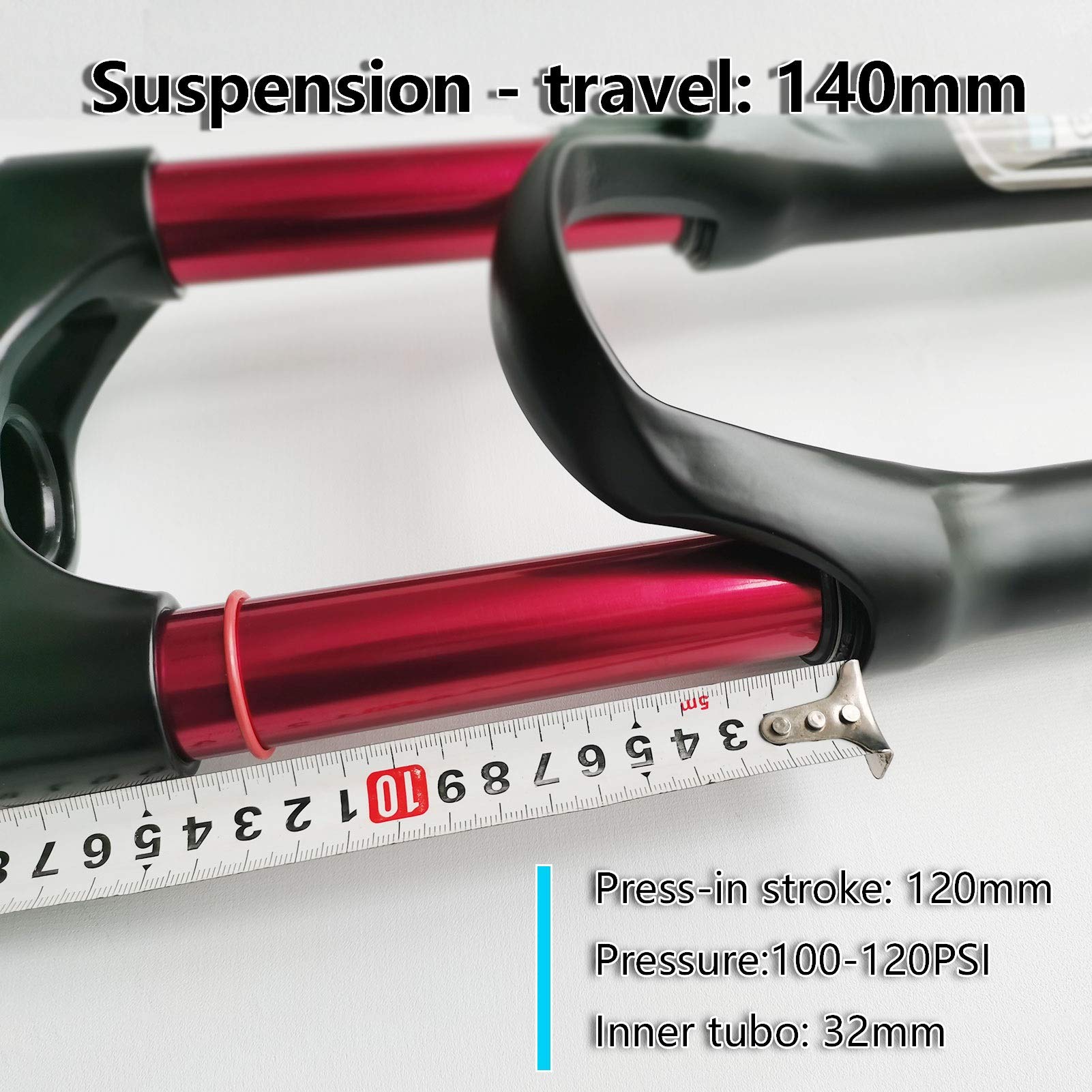 Premium Mountain Bike Air Fork Suspension - 26/27.5/29 Inch, 140mm Travel, QR 9mm Shock Absorber with Remote Lockout (Straight) - Ideal for Trail Riding & All-Mountain Biking