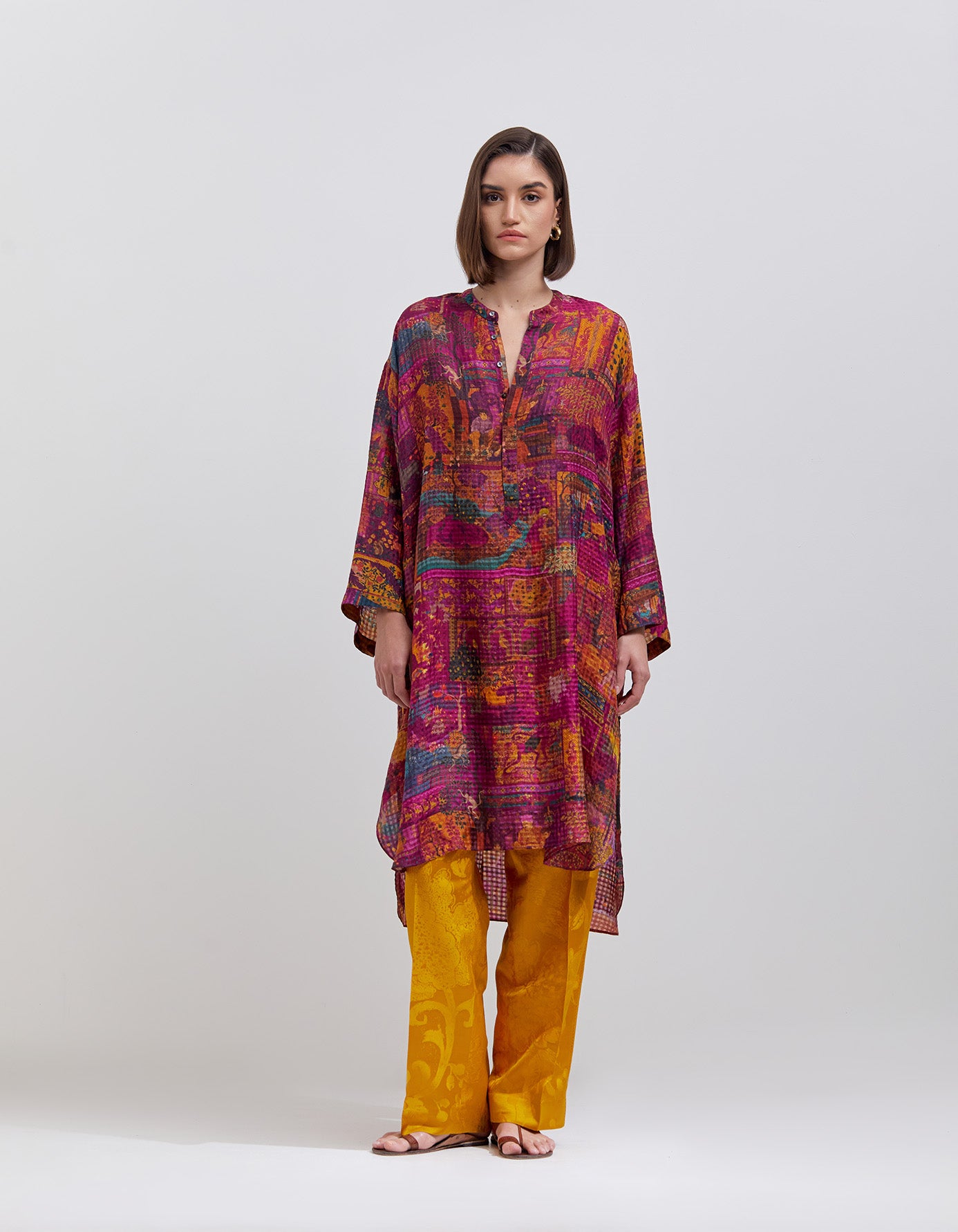 Azaad Silk Damask Mustard Trousers for Women - Elegant & Comfortable Pants for Office, Party & Special Occasions