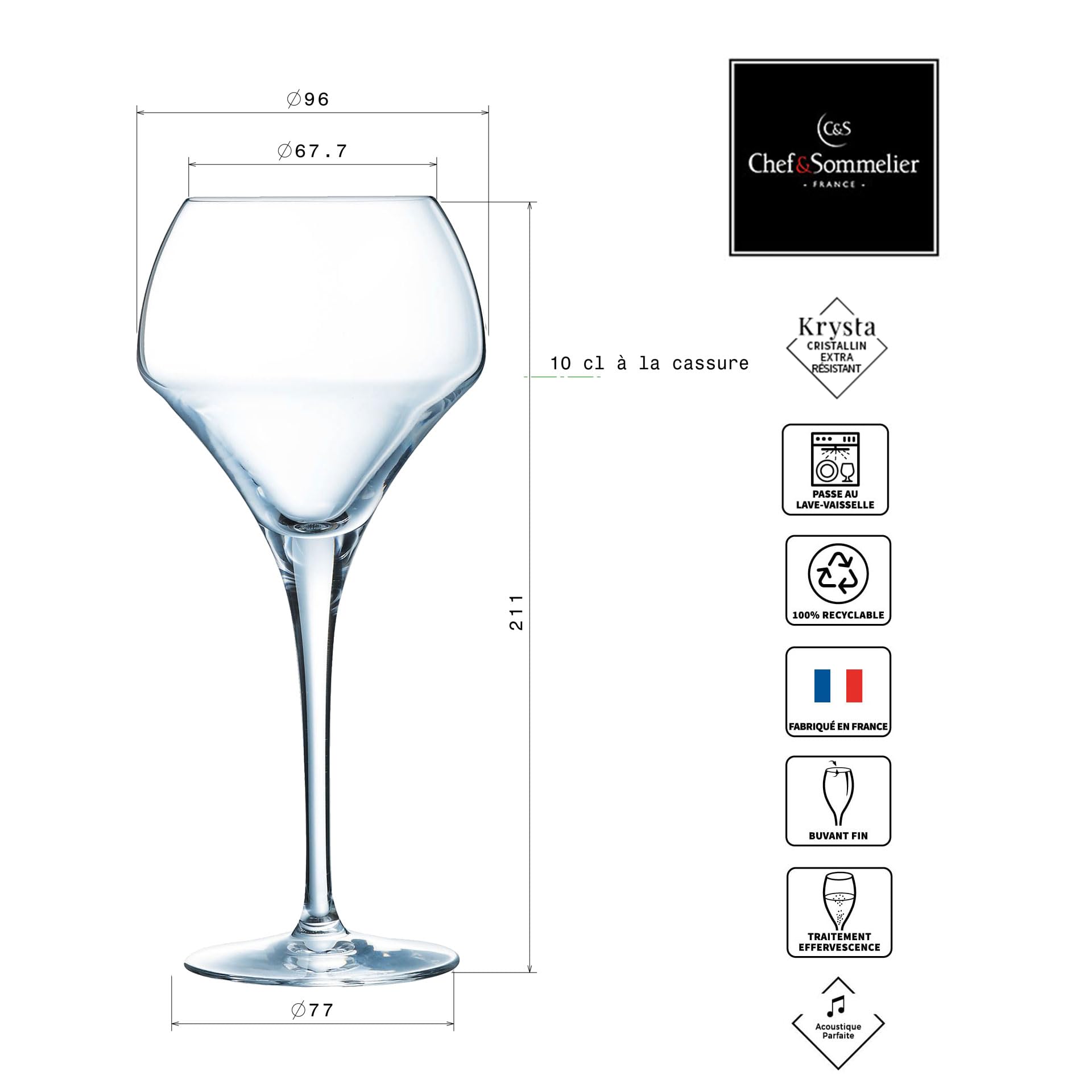 Premium Chef & Sommelier Wine Glass Set - 37cl Crystal Clear Stemware for Red & White Wines - Perfect for Fine Dining, Wine Tasting & Romantic Dinners