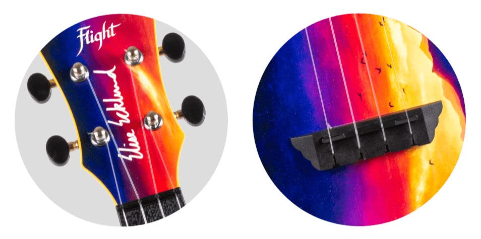 Elise Ecklund Sunset Signature 4-String Concert Ukulele - Professional Flight TUSL-EE Model - Perfect for Beginners, Travel & Sunset Beach Performances