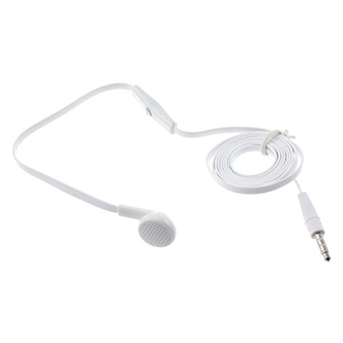 Mono Wired Headset with Microphone - Single Earbud Hands-Free Headphone with 3.5mm Jack (White) for Kyocera DuraXV LTE - Perfect for Driving, Office Calls & Customer Service