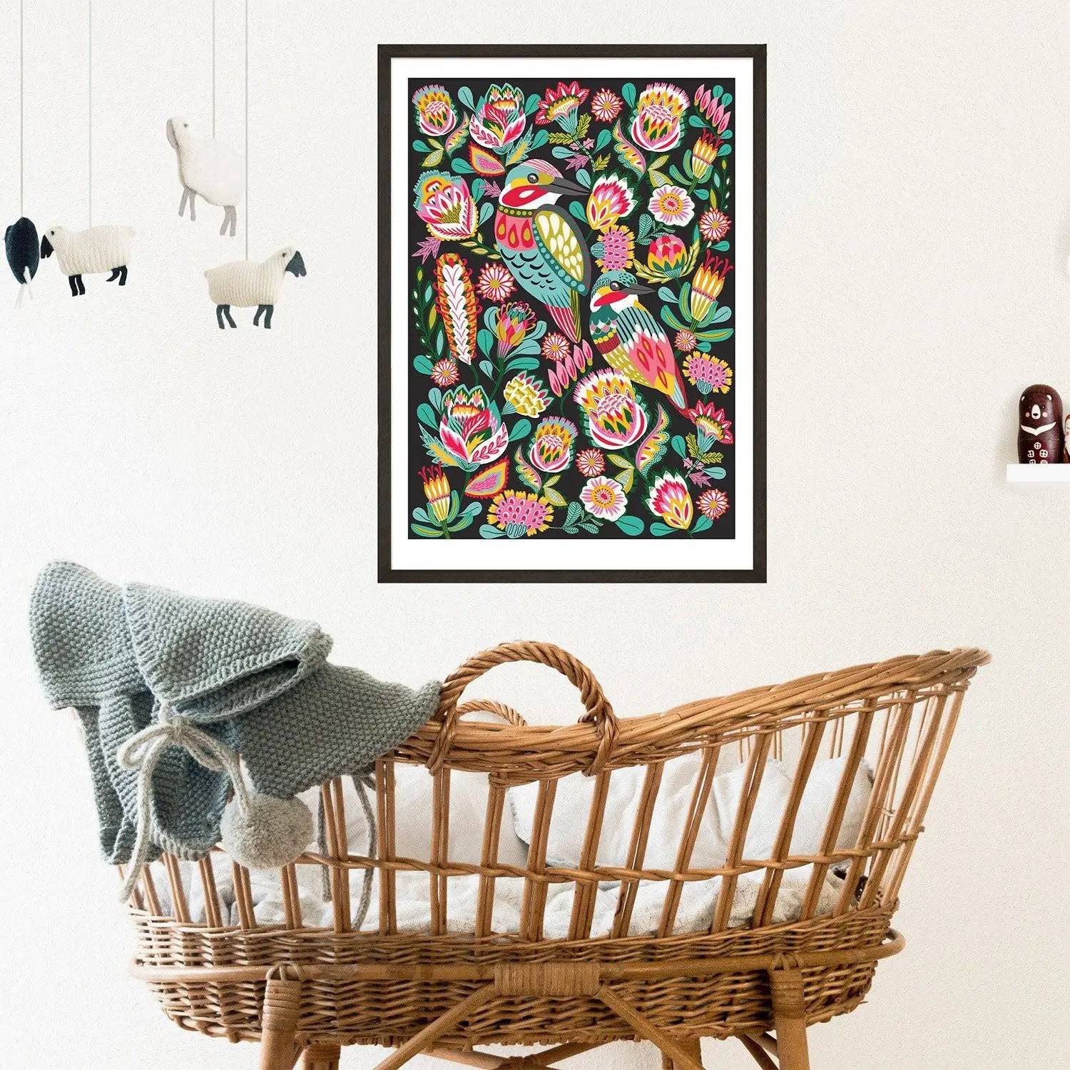Kingfisher Birds Australian Wall Art Print - Vibrant Wildlife Home Decor for Living Room, Bedroom & Office | Nature-Inspired Canvas Painting