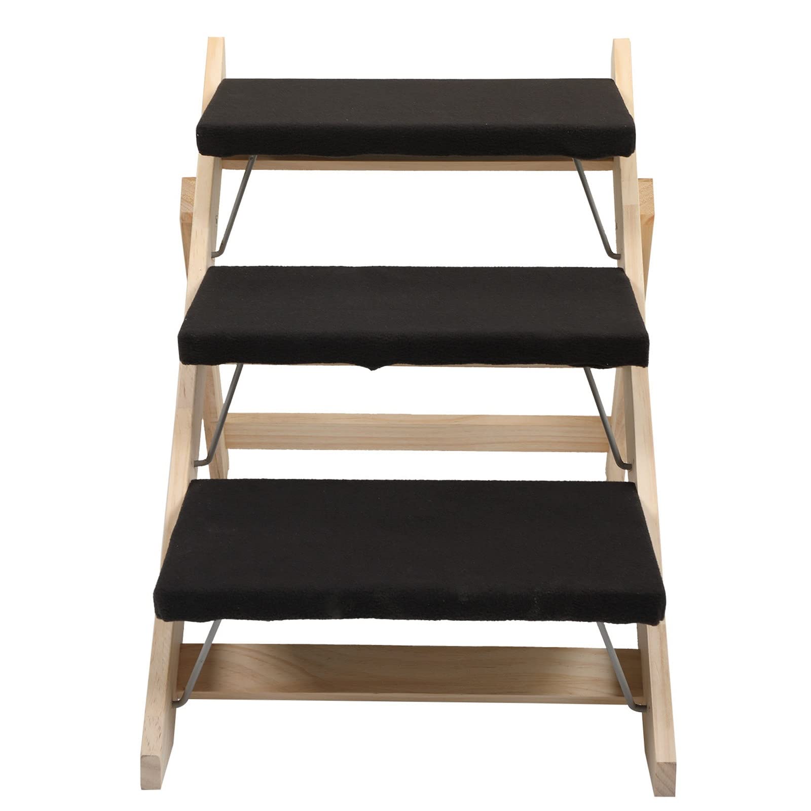 DAMML Comfort Pet Stairs for Small Dogs & Cats - Lightweight Pet Ramp with Non-Slip Surface, Foldable Pet Ladder for Beds & Couches - Perfect for Elderly Pets & Post-Surgery Recovery (Black)